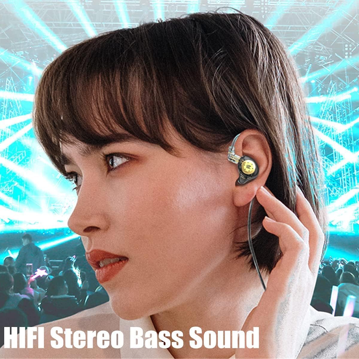 keephifi KZ EDX Pro in Ear Monitors with Microphone KZ IEM Earphones Dual DD HiFi Stereo Sound Wired Earphones Noise Cancelling Earbuds for Musicians Singer Audiophiles (White, with Mic)