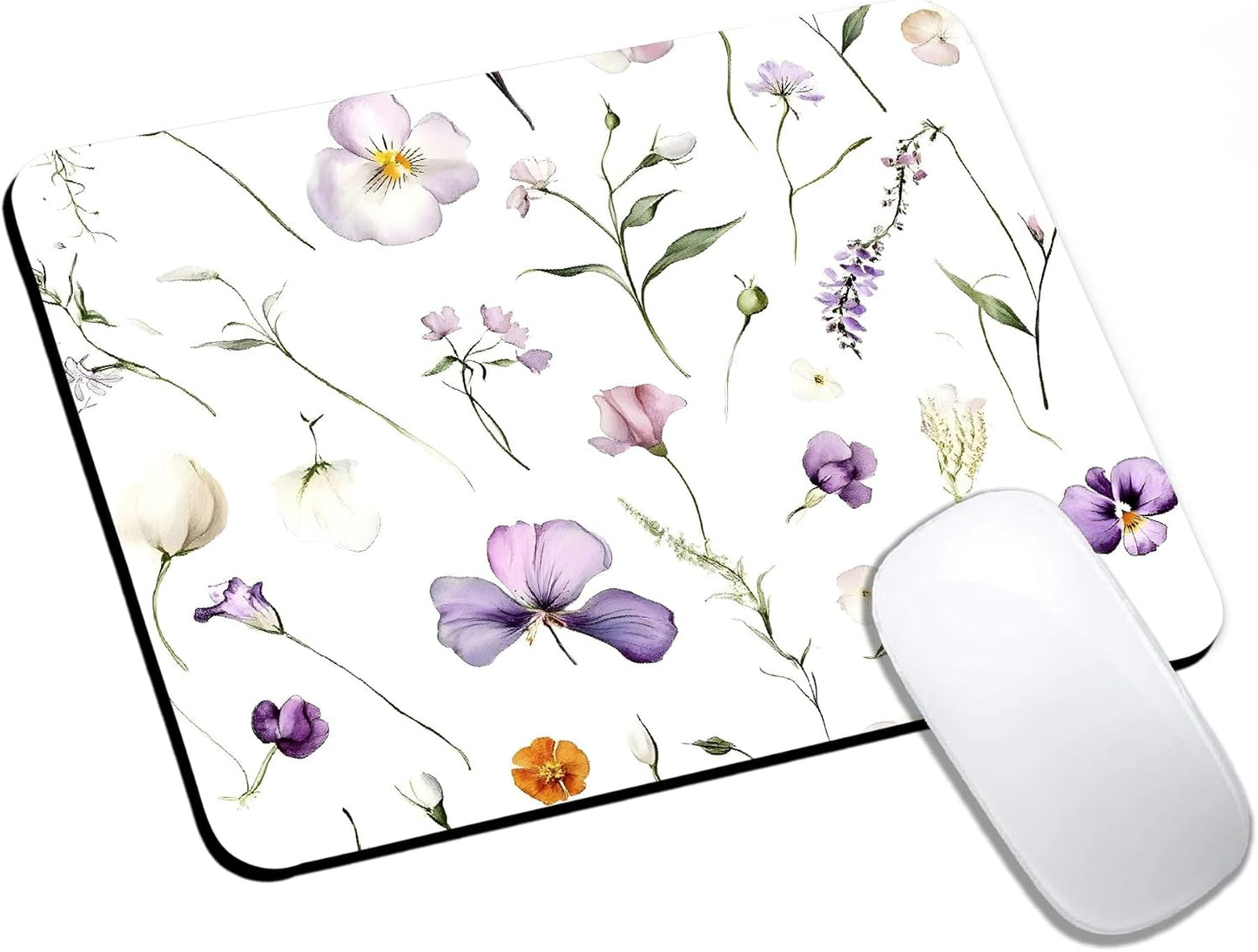 Mouse Pad, Abstract Wildflowers Flower Mouse Pads for Desk, 9.5" x 7.9" Non-Slip Rubber Base Computer Mousepad with Women, Portable Square Design for Wireless Mouse and Pad Laptop Office & Travel