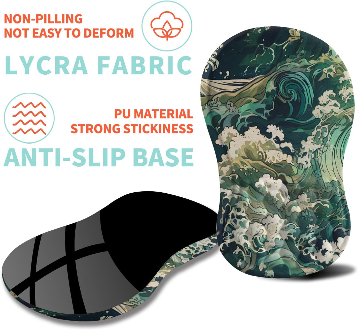 Ergonomic Mouse Pad Wrist Support with Memory Foam Massage Bulge, Carpal Tunnel Pain Relief Mousepad Wrist Rest for Mouse(12x8 inch, Sea Wave)