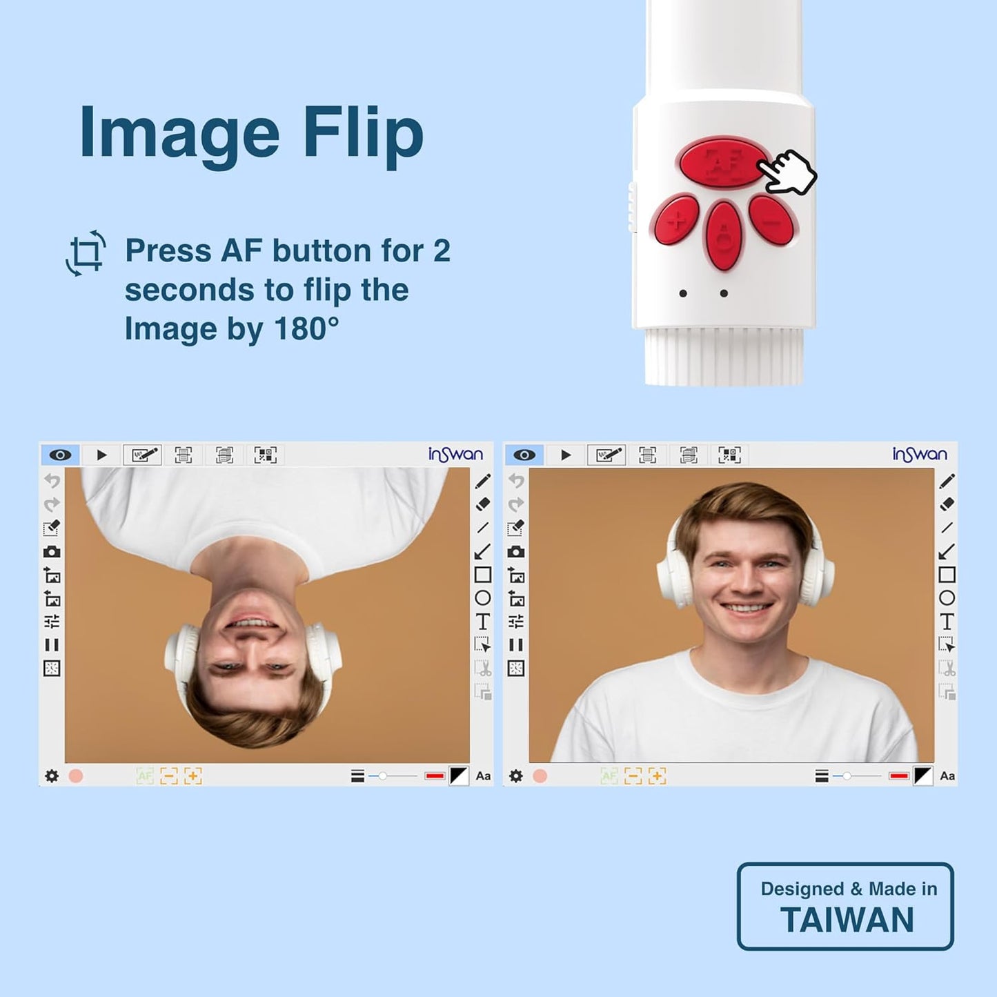 INS-3 Handheld Webcam/USB Document Camera for Classroom, Built-in Mic, Light, Auto Focus, Windows, Mac OS, iPad OS, Chromebook for Close-up Demo, Distance Learning, Web Conferencing, IWBs