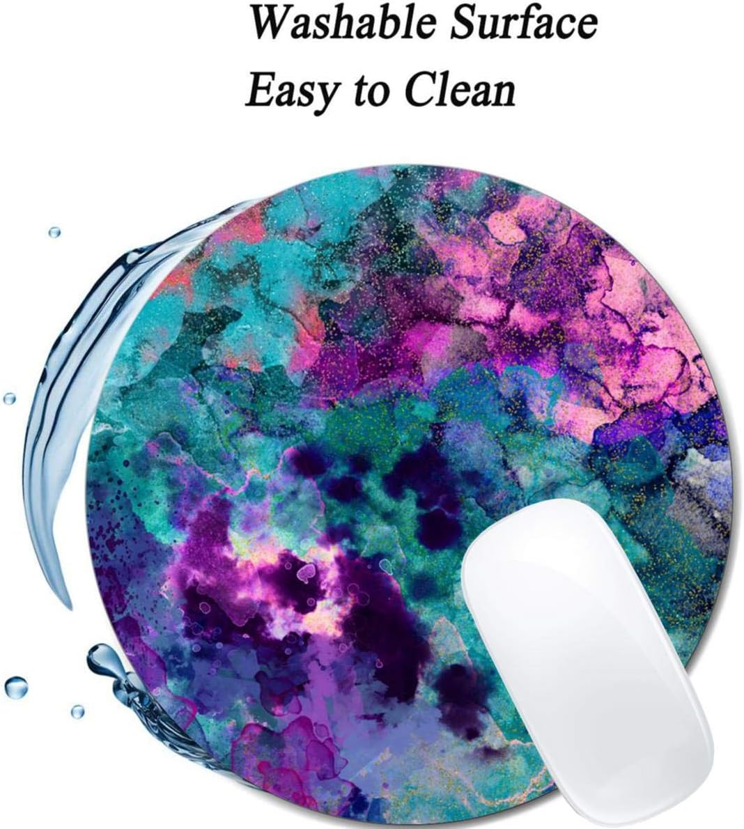 Inky Watercolor Painting Mouse Pad Round Non-Slip Rubber Mousepad Laptop Office Computer Decor Cute Desk Accessories Customized Design Mouse Pad