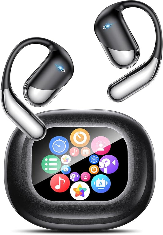 AI Translation Earbuds: Real-Time 144 Languages Translator Earphones, Audifonos Traductores Inglés Español, Bluetooth 6.1, OWS Open Ear & LCD Touch, Ideal for Travelers, Business & Language Learners