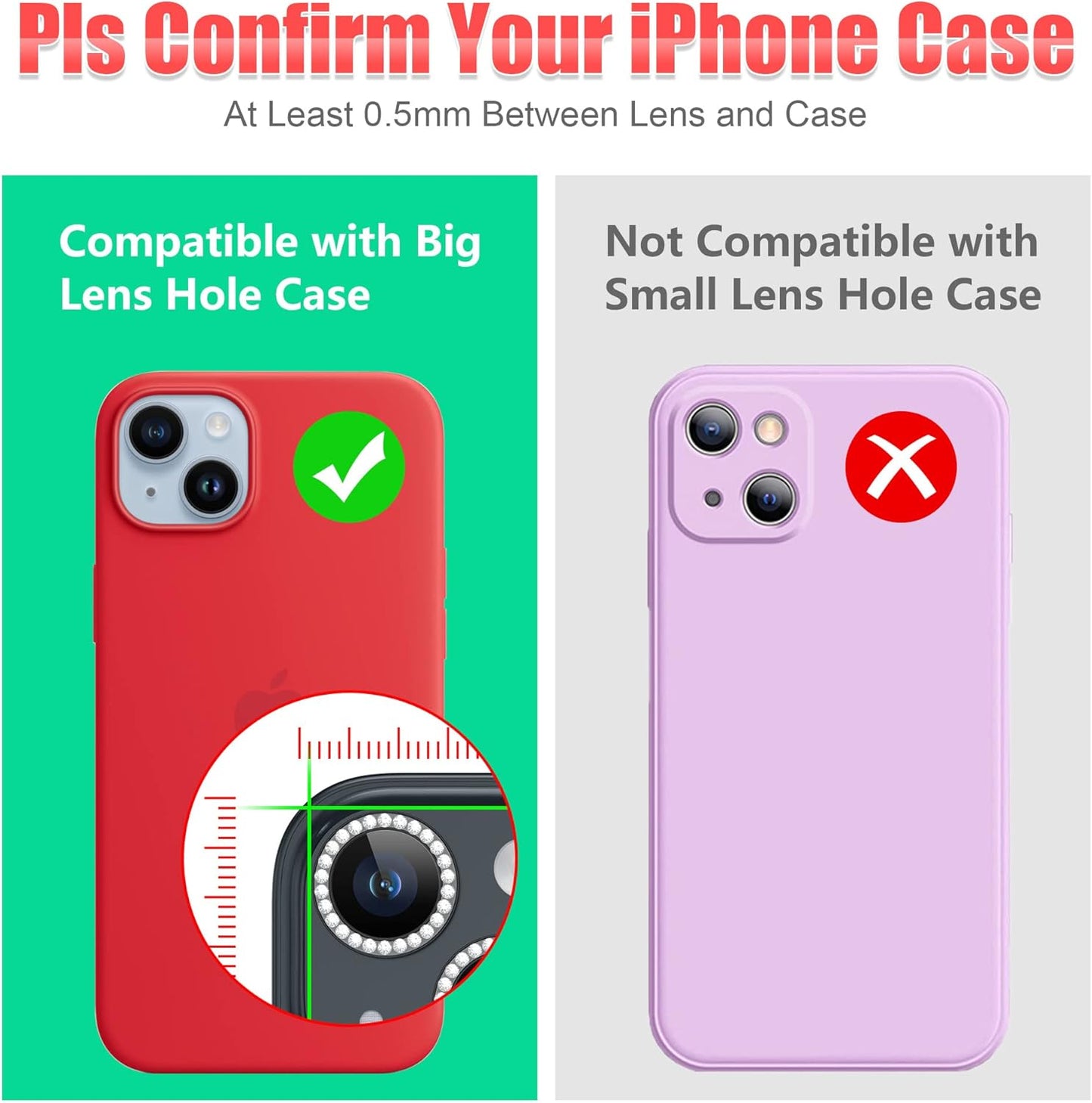 AGVEE 3+3 for iPhone 14 6.1" / 14 Plus 6.7" Camera Lens Protector, Bling Diamond & Bling Glitter Metal Ring 9H Tempered HD Glass Camera Protector Cover Film, Bling-Black