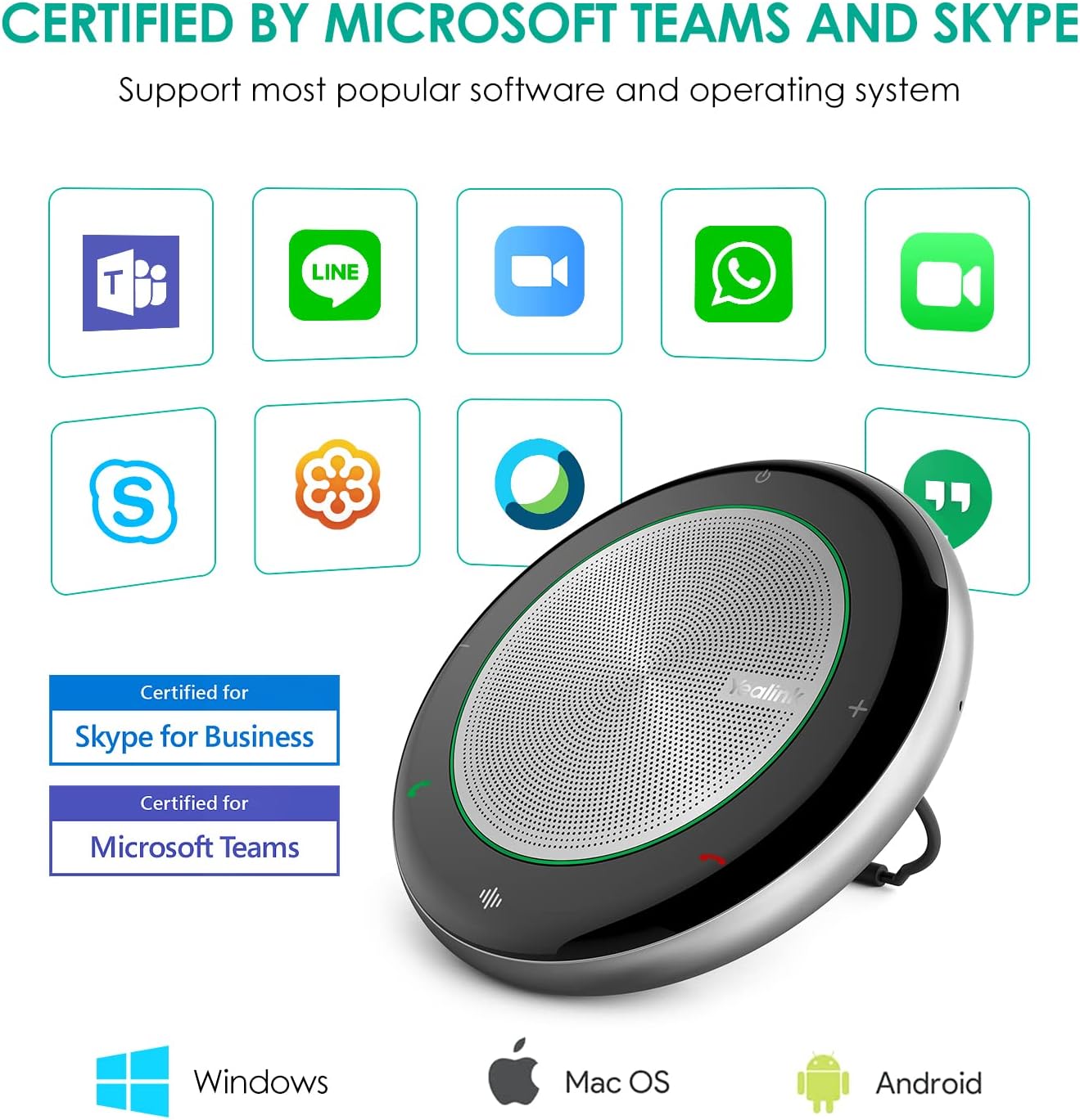 Yealink Teams Certified Speakerphone Wireless Speaker with Microphone Bluetooth for Conference Meeting CP700 Noise Reduction Home Office 360° Voice Pickup (Package Without dongle)