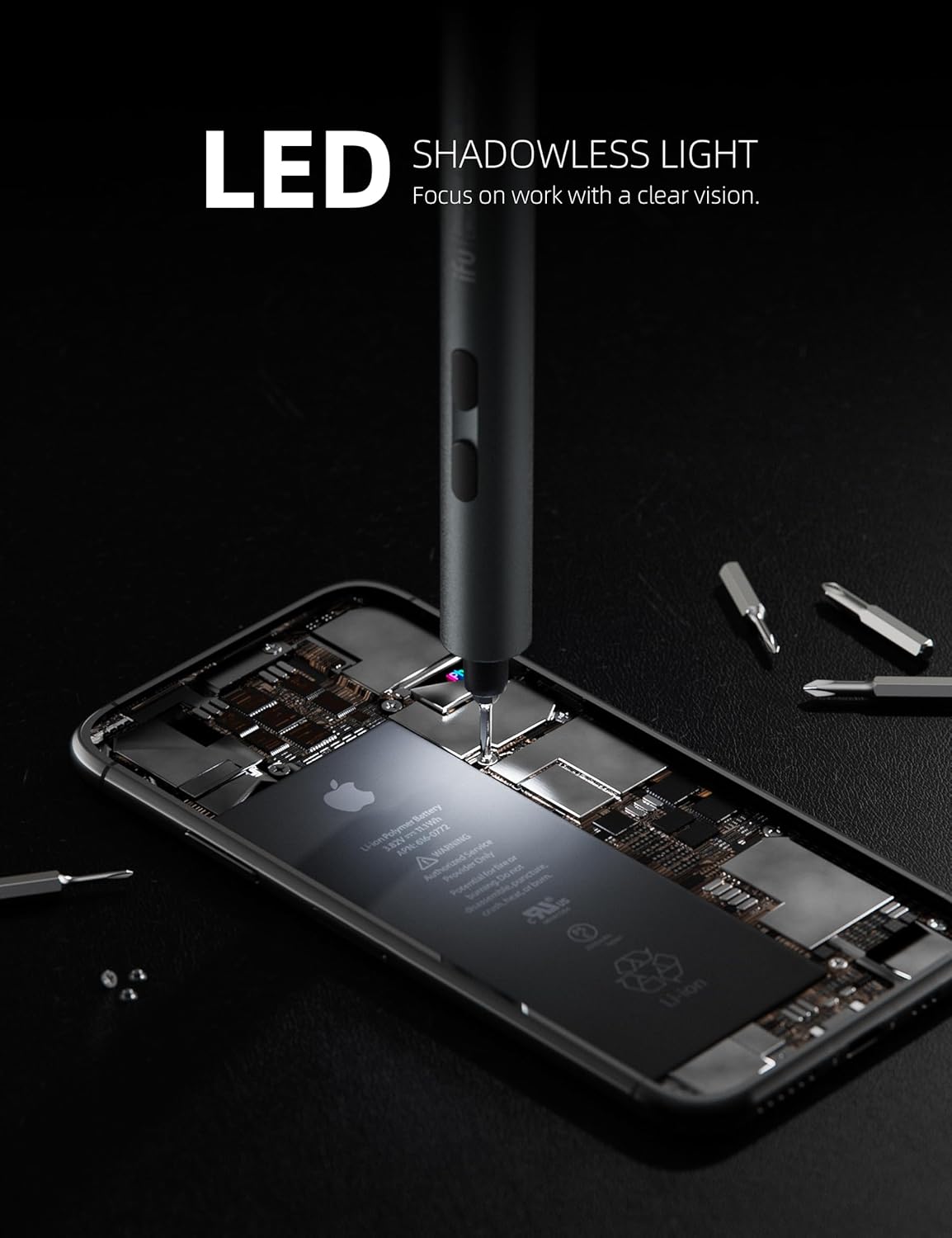 iFu Mini Electric Screwdriver, 42-in-1 Precision Screwdriver Set, Cordless, Magnetic Storage, 5/32''Hex, For Electronics Phone Camera Laptop Watch - Grey