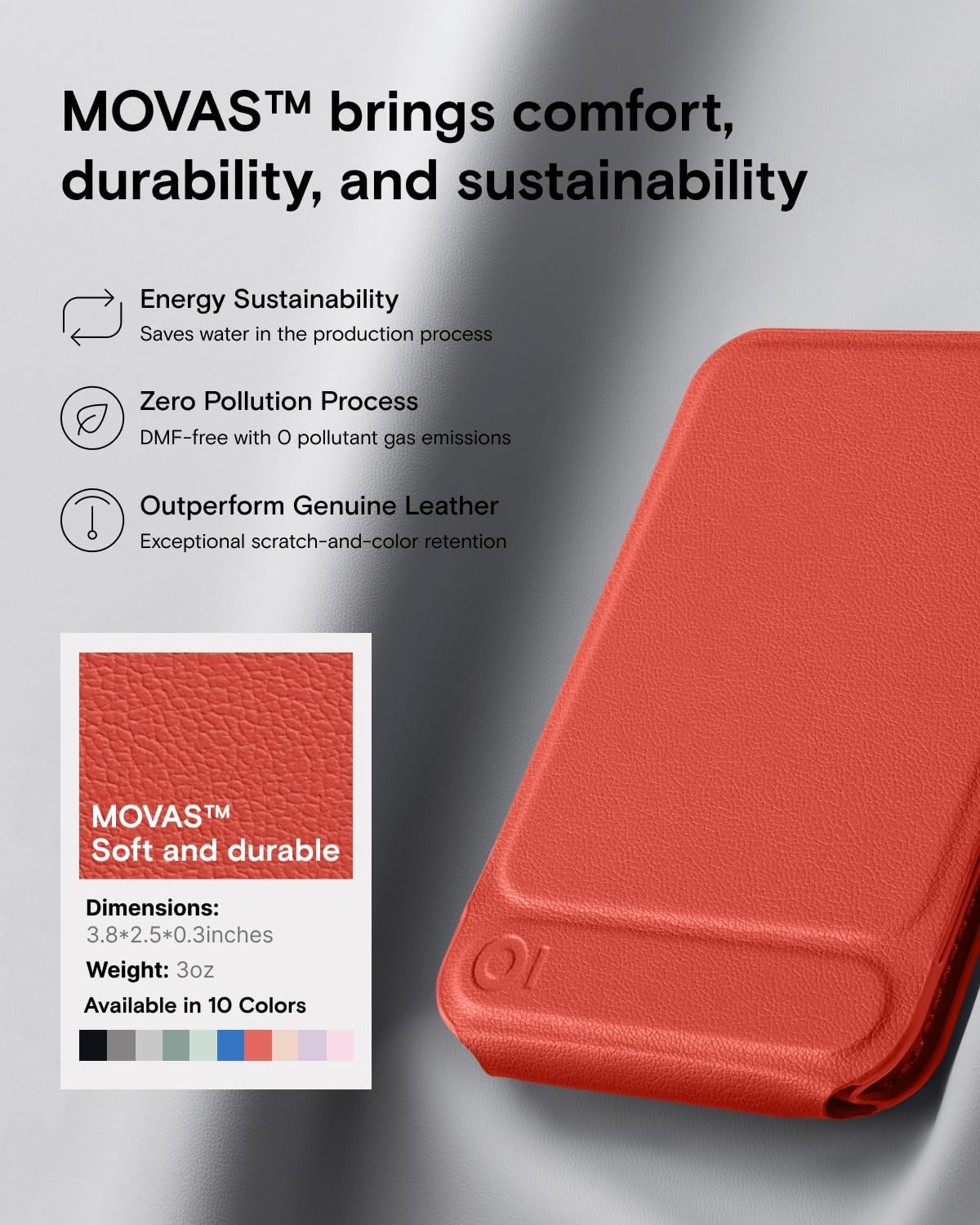 MOFT Phone Stand, Magnetic Phone Tripod Stand Stain-Resistant MOVAS Leather & Angle Adjustment & Strong Magnets Tripod for iPhone 15/14/13/12 (Included Metal Ring)-Sunset