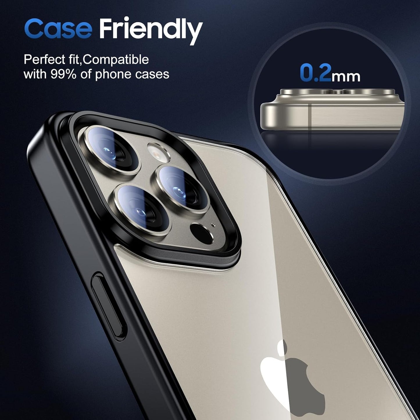 UniqueMe for 3 Pack iPhone 15 Pro/iPhone 15 Pro Max Camera Lens Protector, [Drop Protection] [Case Friendly] Camera Cover Screen [Update New Version] - All-Gold