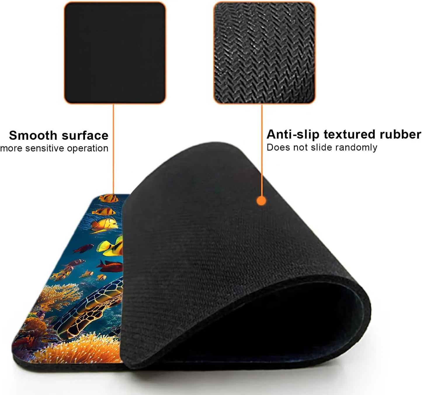 Mouse Pad, Cute Ocean Colorful Turtle Mouse Pads for Desk, 9.5" x 7.9" Non-Slip Rubber Base Computer Mousepad with Women, Portable Square Design for Wireless Mouse and Pad Laptop Office & Travel