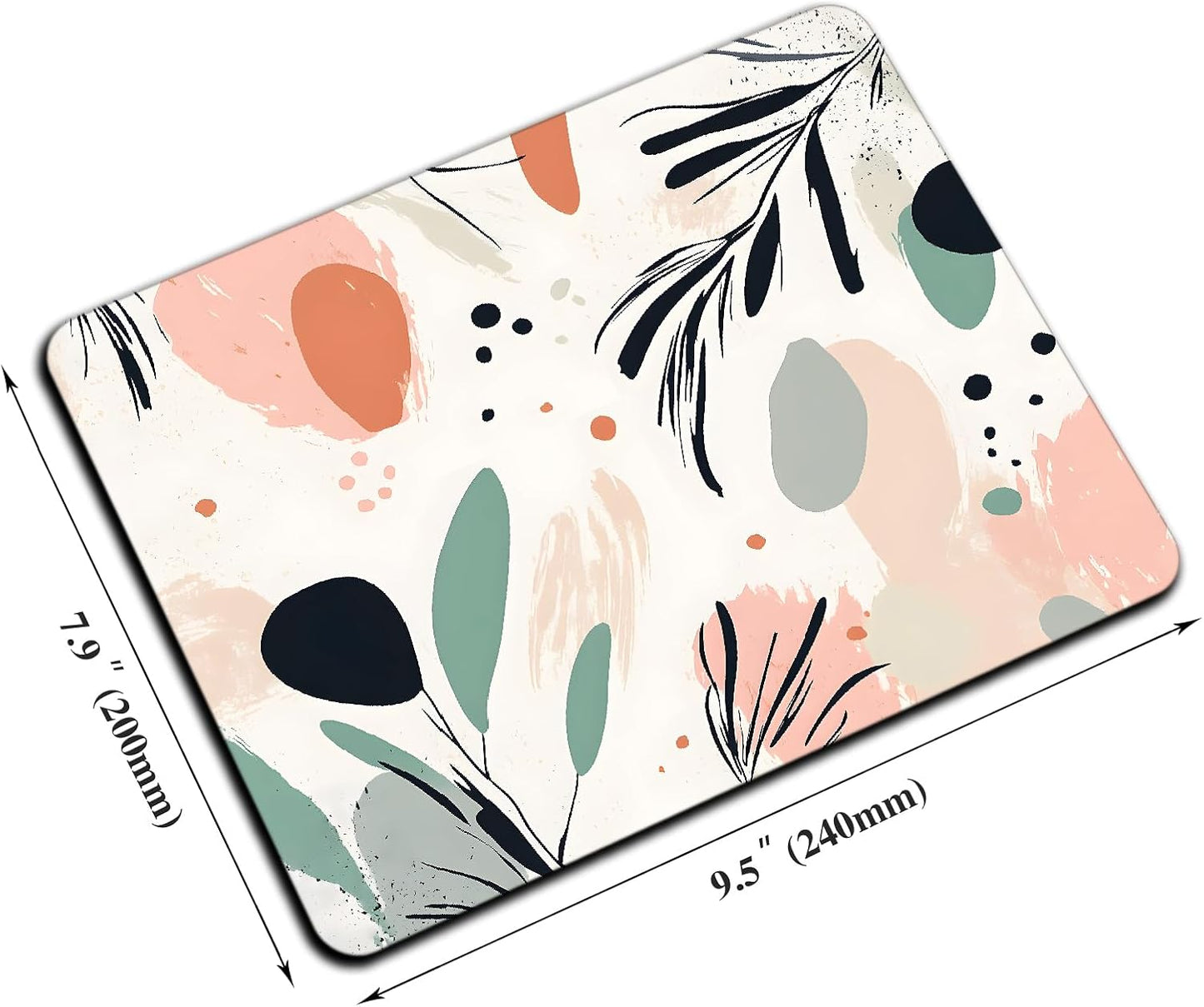 Mouse Pad, Cute Aesthetics Art Boho Mouse Pads for Desk, 9.5" x 7.9" Non-Slip Rubber Base Computer Mousepad with Women, Portable Square Design for Wireless Mouse and Pad Laptop Office & Travel