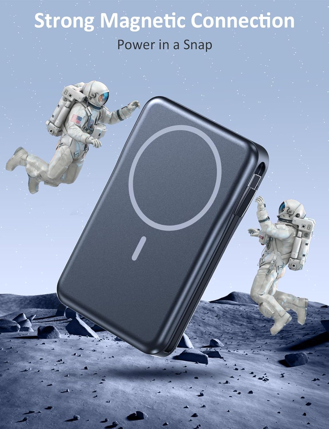 Magnetic Portable Charger, 10000mAh Power Bank, 5 in 1 Portable Charger with Built in Cable, 20W Fast Charging for Magsafe Battery Pack Compatible with iPhone 16/15/14/13 Pro/Pro Max, Samsung Series