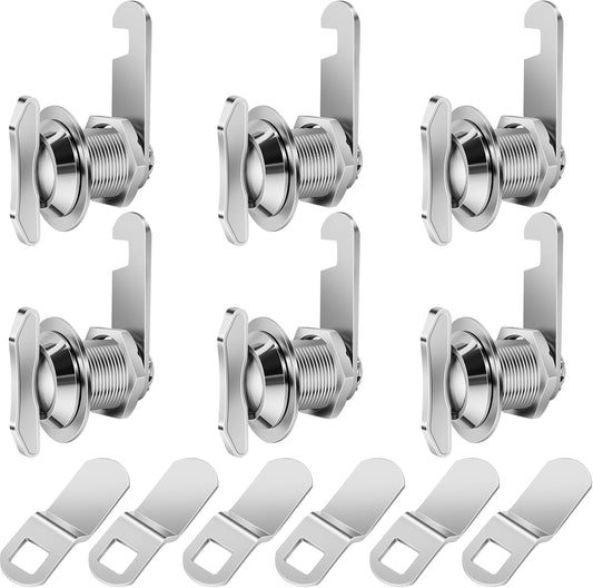Thumb Operated Offset Cam Lock, 5/8" Cylinder Fits on 3/8" Max Door Thickness, Non-Locking Cam Lock for RV Compartment Storage Door, Cabinets, Drawers (5/8 Inch 6Pack) Silver