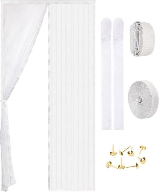 Magnetic Screen Door - Self Sealing, Heavy Duty, Hands Free Mesh Partition Keeps Bugs Out Let Breeze in- Pet and Kid Friendly - Keep Open Feature (White, Fit Door Size 36 x 78 Inch)