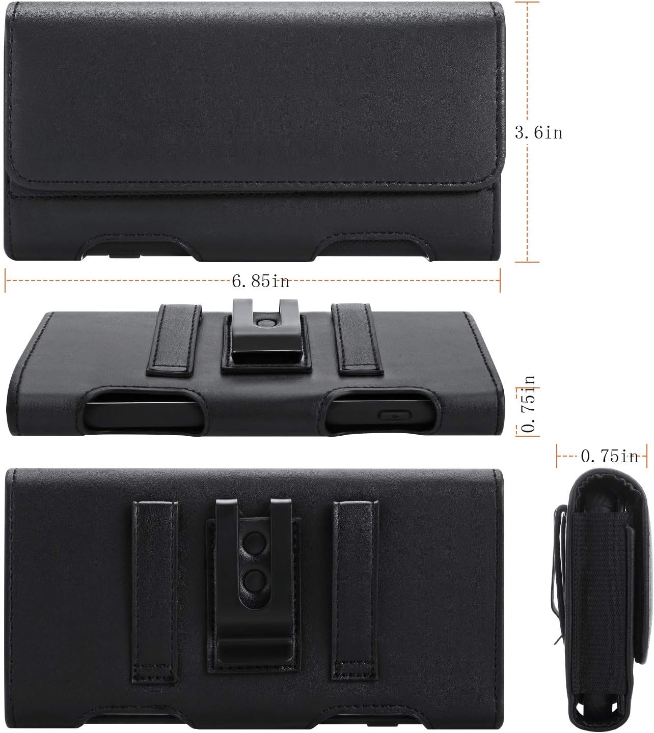 BECPLT for Galaxy S25 Ultra S24 Ultra S23 Ultra S22 Ultra 5G Note 20 Ultra 5G Note 10+ Plus 5G Holster Black Leather Carrying Cell Phone Holder Belt Clip Holster Case Pouch for Galaxy A14 5G S21 Ultra