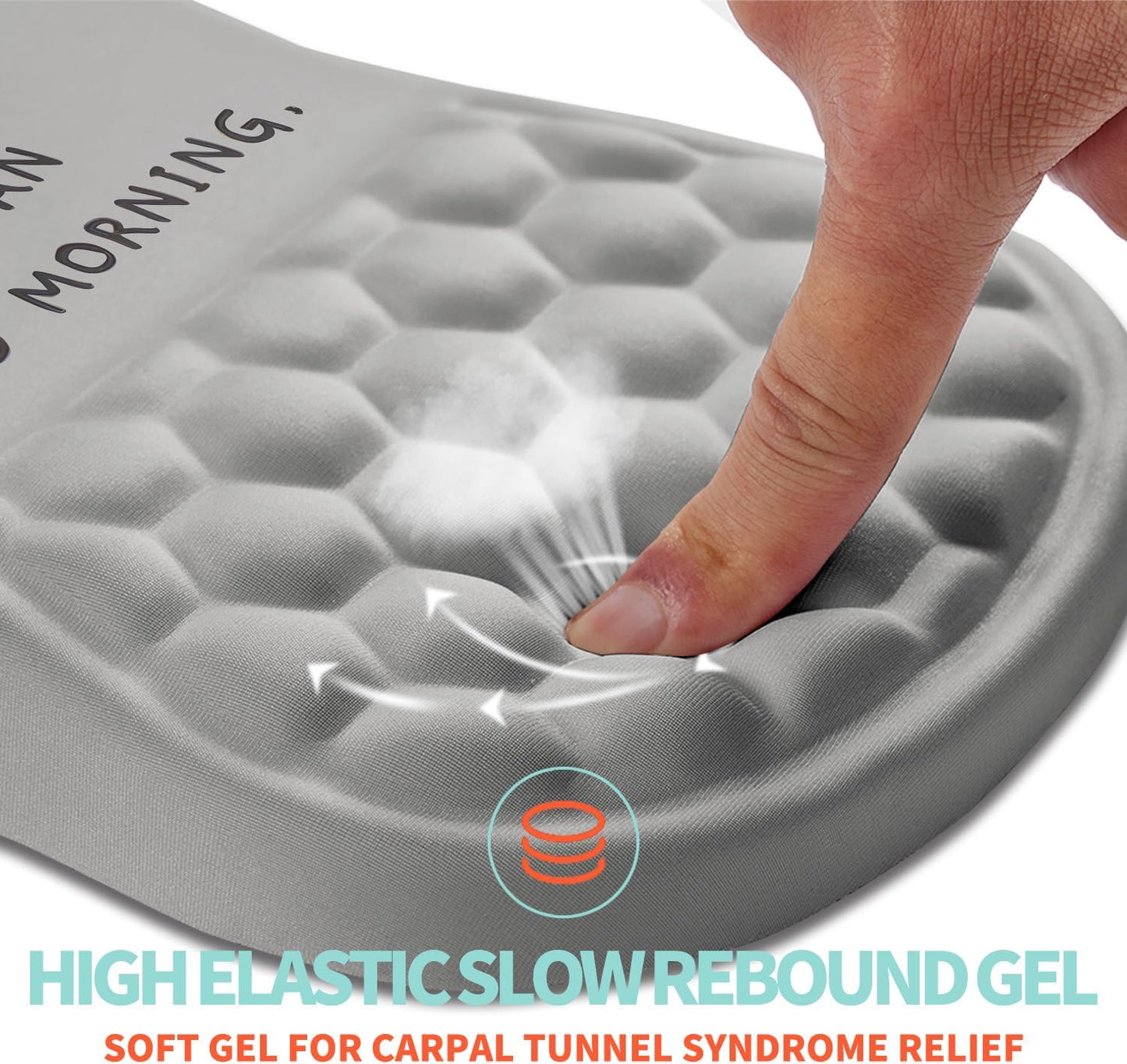 Ergonomic Mouse Pad Wrist Support with Memory Foam Massage Bulge, Carpal Tunnel Pain Relief Mousepad Wrist Rest for Mouse(12x8 inch, Good Morning)