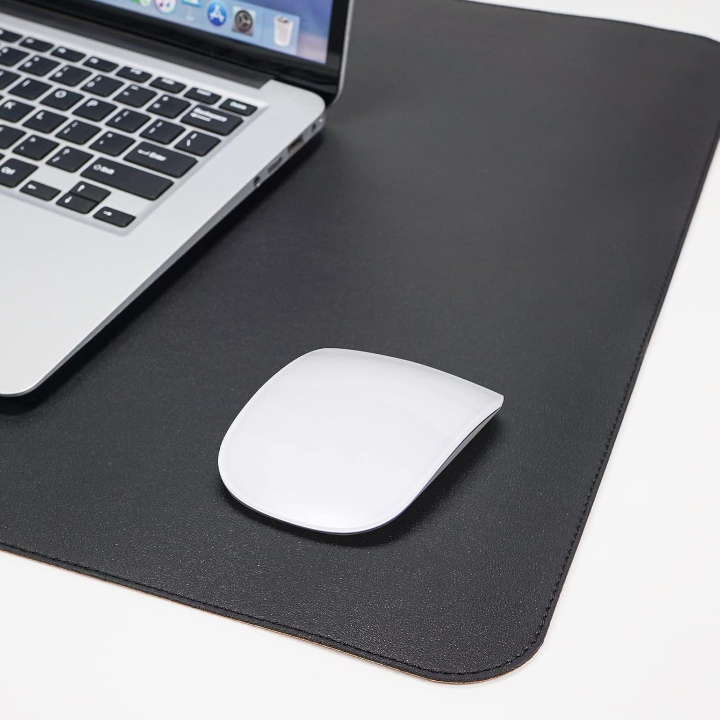 Large Desk Mat 47.2" x 17" Leather Desk Pad Protector with Natural Cork & PU Leather, Non-Slip Office Desk Mat, Large Mouse Pad, Waterproof Desk Blotter pad for Office&Home(Black)