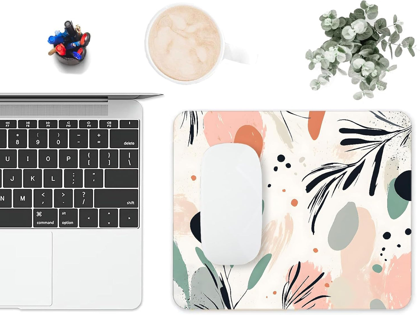 Mouse Pad, Cute Aesthetics Art Boho Mouse Pads for Desk, 9.5" x 7.9" Non-Slip Rubber Base Computer Mousepad with Women, Portable Square Design for Wireless Mouse and Pad Laptop Office & Travel