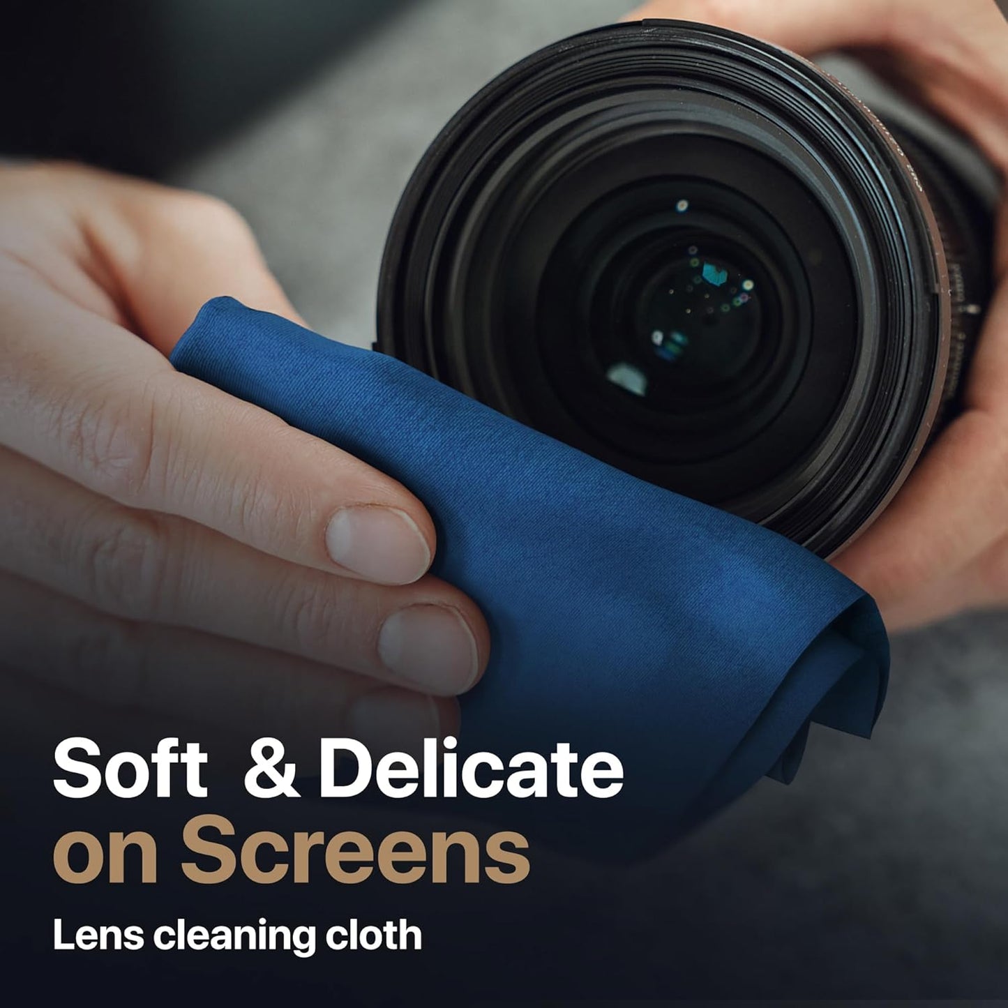 Kuzy 3 Pack Premium Microfiber Cleaning Cloth - Large Reusable Cloth for Glasses, Screens, MacBook Laptops, TVs, and Electronics - Scratch-Free, Lint-Free Cleaner, 3 Pack - Navy Blue