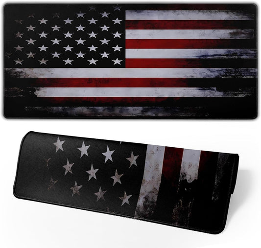 Gaming Mouse Pad American Flag Mouse Mat Non-Slip Rubber Carpet Pad for Computer Keyboard & Gaming Accessories 31.5×11.8 Inches