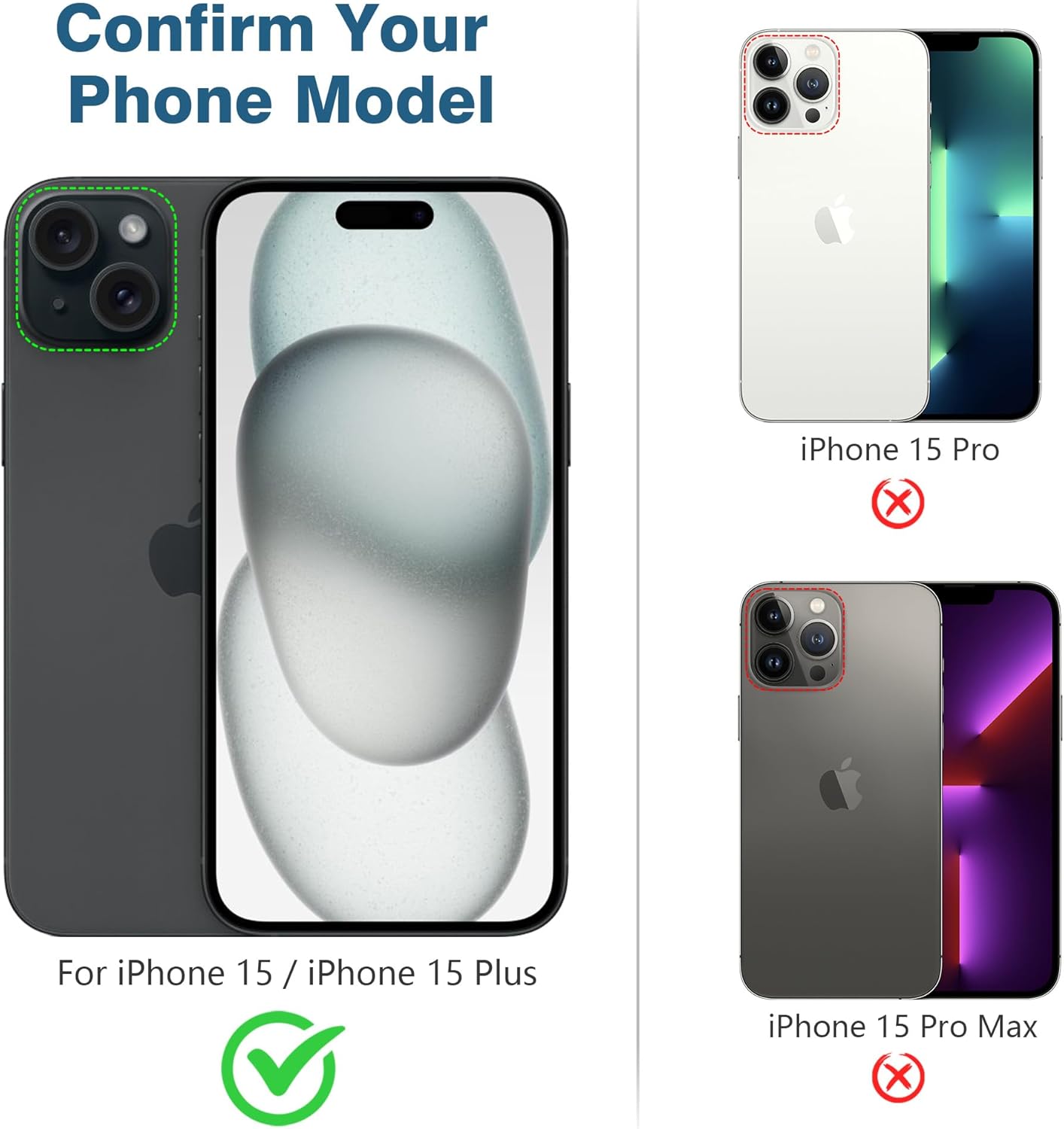 AGVEE 3+3 6 Pack for iPhone 15 6.1" / 15 Plus 6.7" Camera Lens Cover Protector, Metal Ring 9H Tempered HD Glass Camera Cover Protector Film, Black