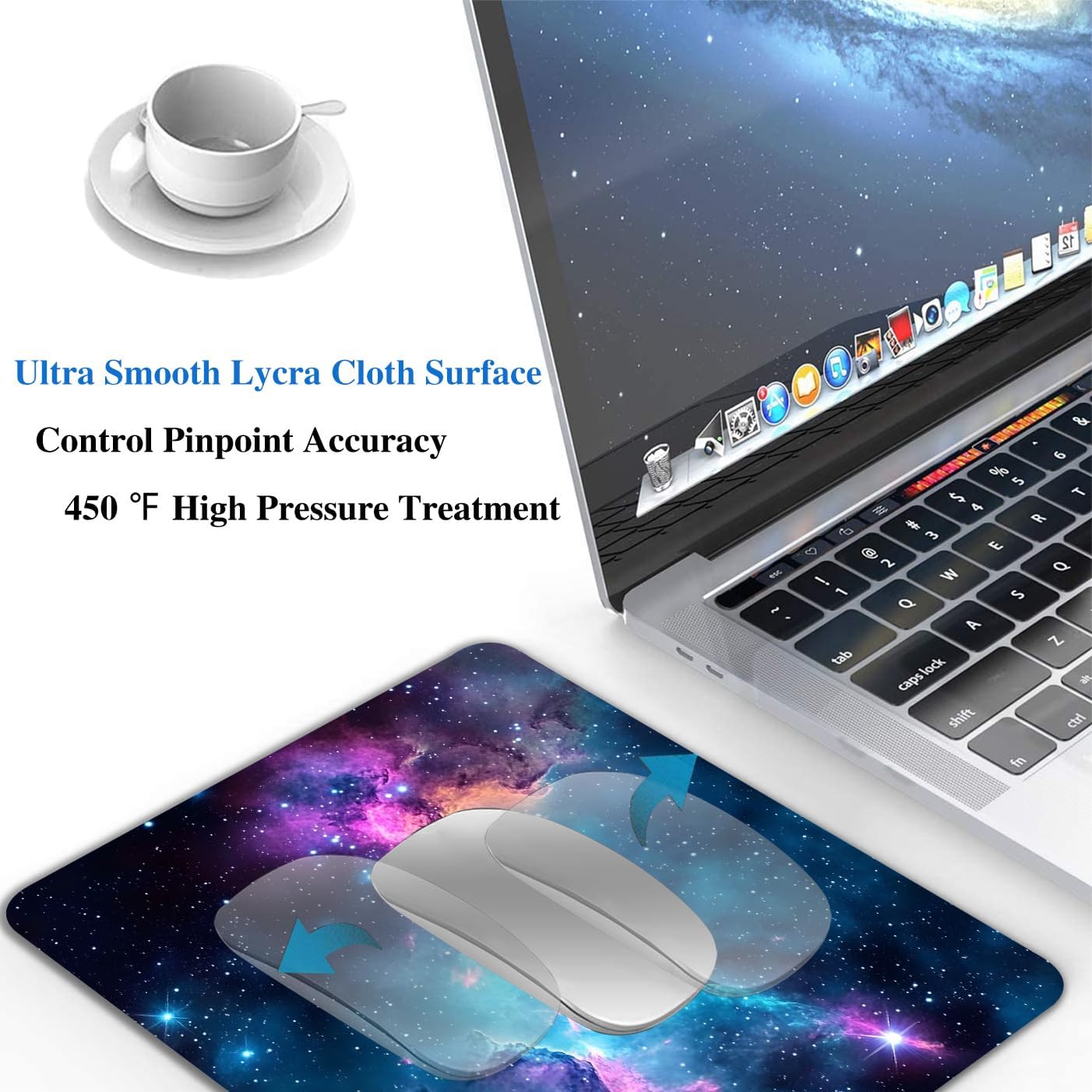 Blue Galaxy Space Mouse Pads for Desk, Portable Wireless Computer Mouse pad Small Design with Women, Non-Slip Rubber Base Laptop Mousepad 9.5" x 7.9" Smooth Surface for Office & Travel