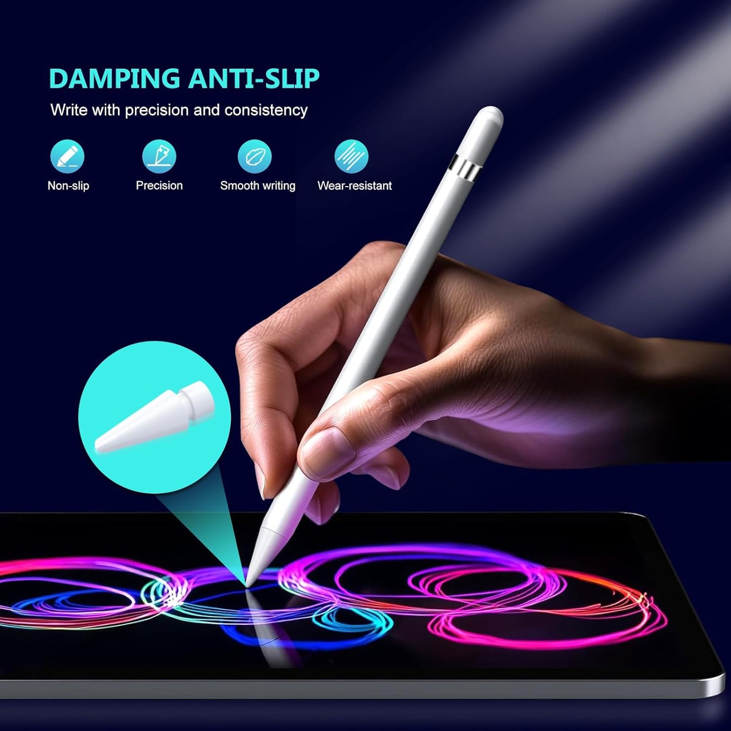 Replacement Tips for Apple Pencil Pro (1st/2nd Gen & USB-C), Upgraded iPad Pen Tips with Carrying Case, Precise Stylus Accessories - 6 Pack, Blue