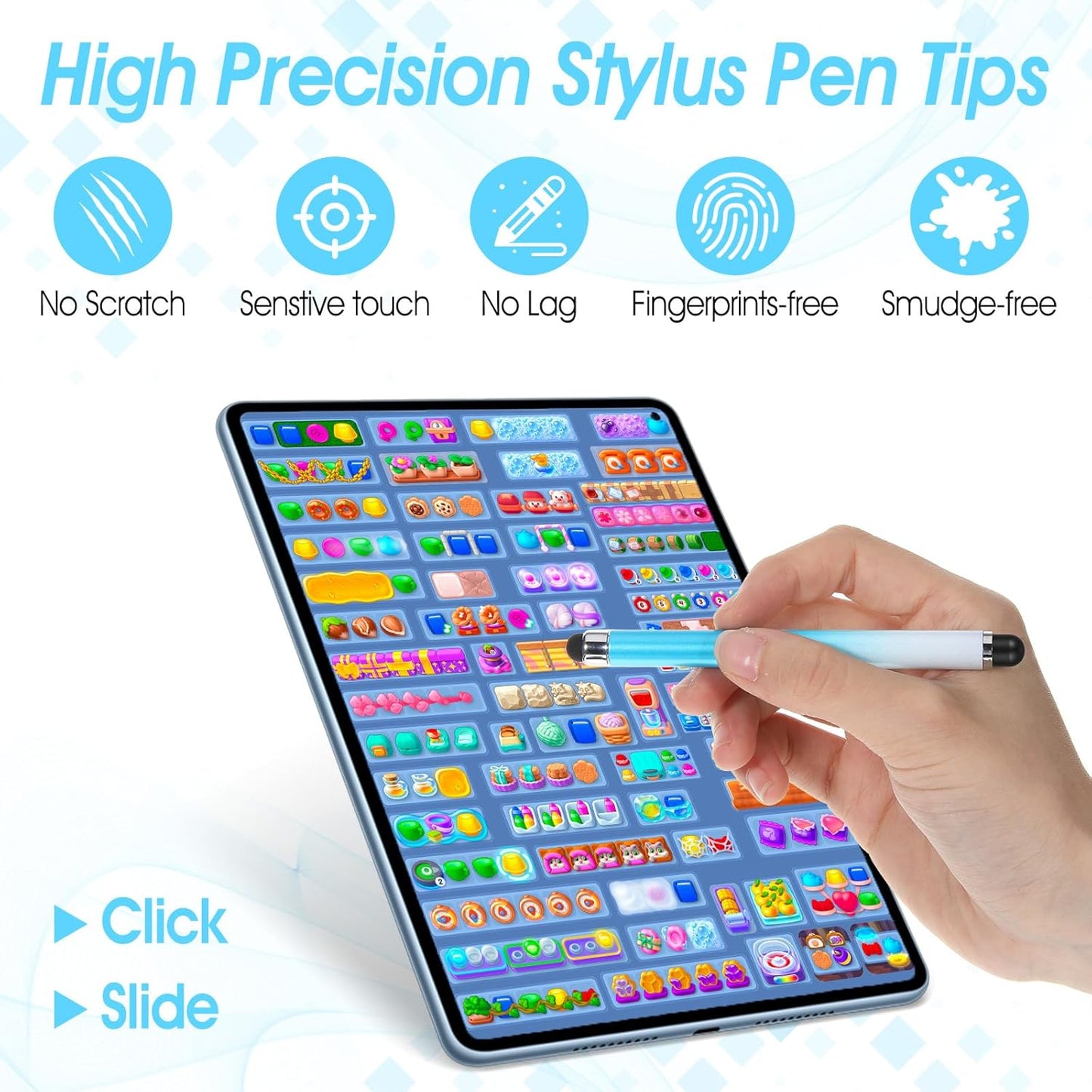 30PCS Stylus Tips Replacement Tips Only, 0.6cm/0.23in Black Silicone Tips for Stylus Pens High Sensitivity Stylu Tips,No Scratches, Universal Stylus Ends