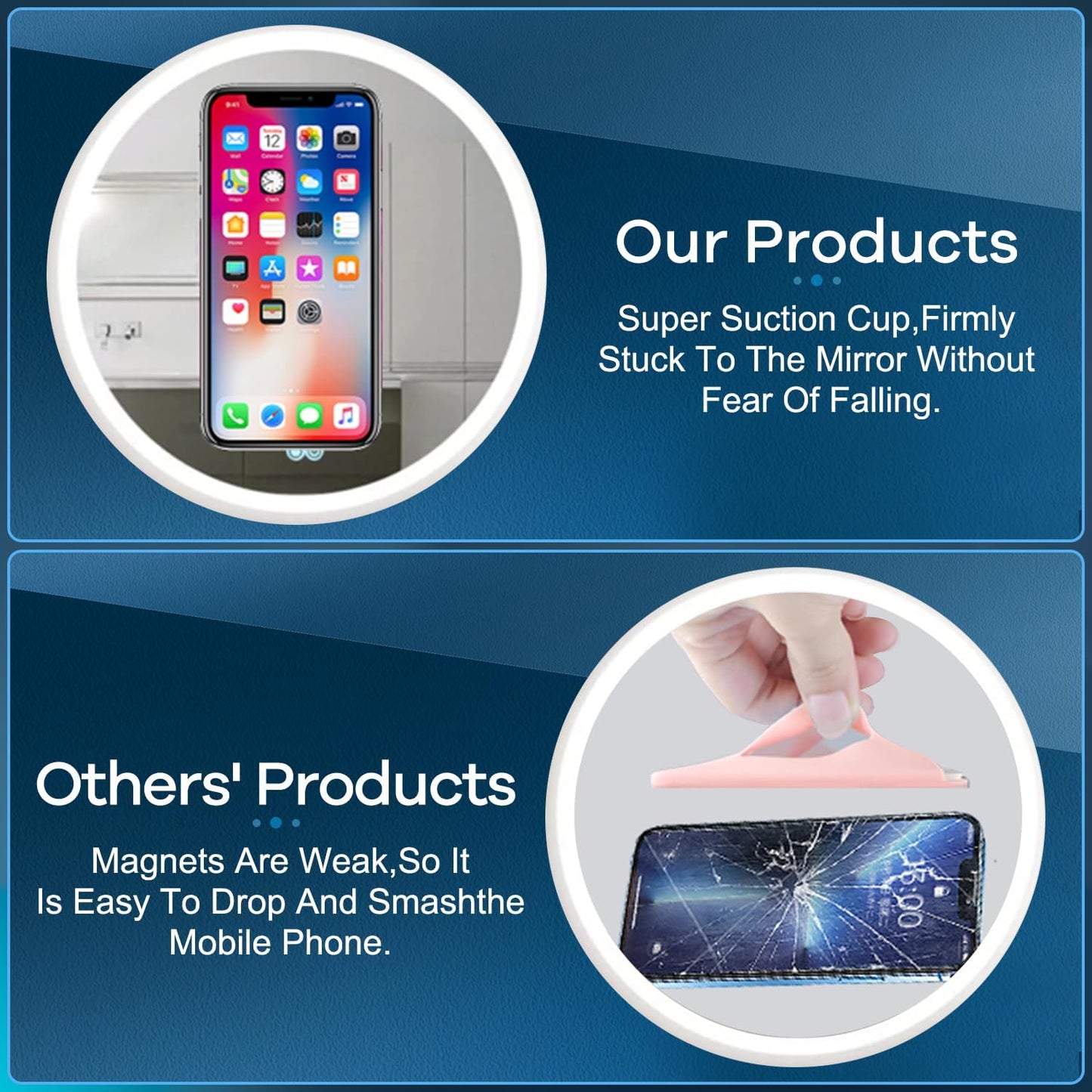 Silicone Suction Cup Phone Mount, Magnetic Suction Phone Case Stand, Mirror Shower Phone Holder, Perfect for Selfies and Videos Creators, Hands Free Holder Mount-Hot Pink