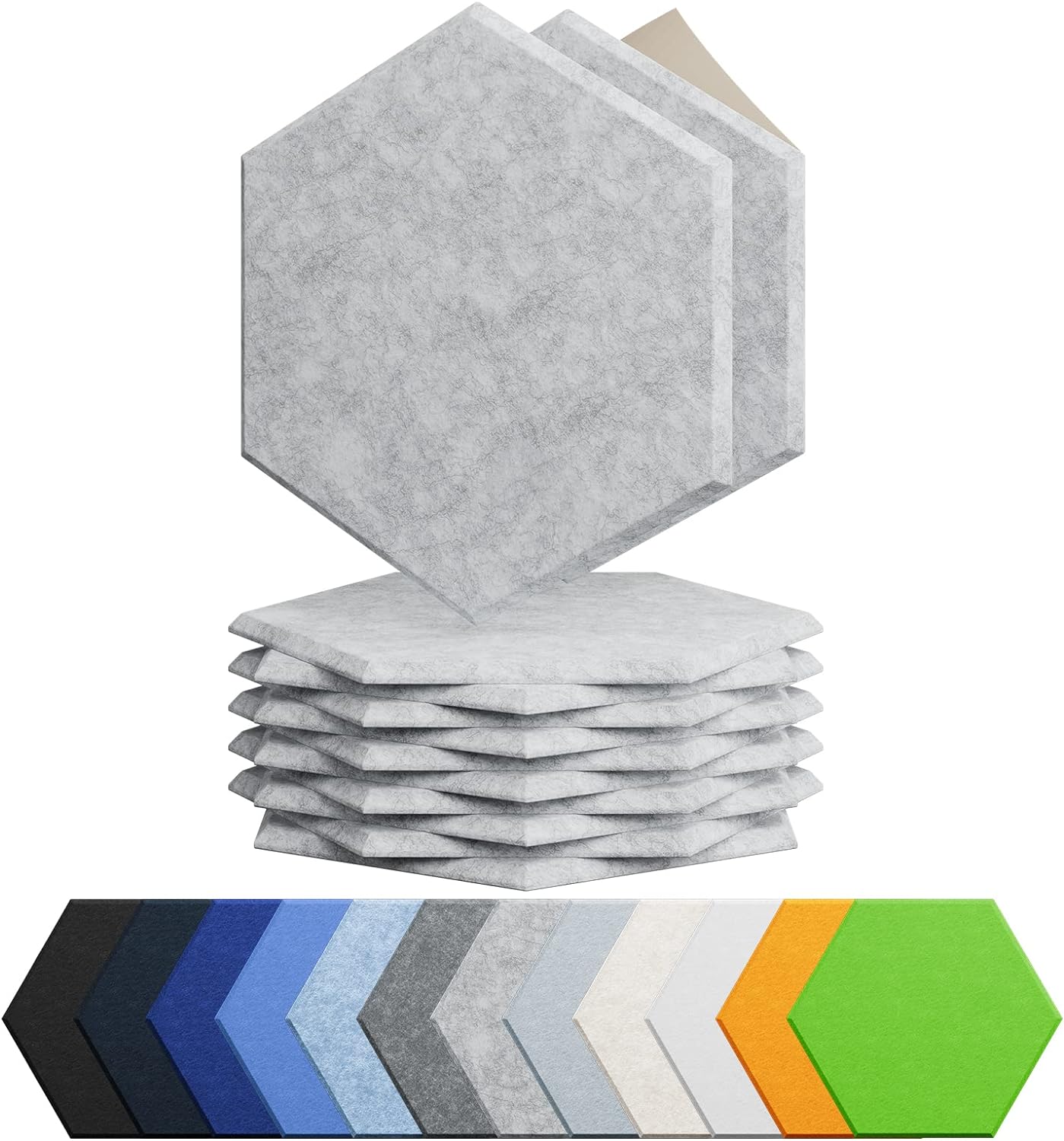 12 Pack Acoustic Panels Self Adhesive Sound Proof Foam,High Density Sound Acoustic Foam Panel,12X10.23X0.4 Inch Hexagon Wall Panels in Home,Office,Reccording Room,Studio(Silver Gray)