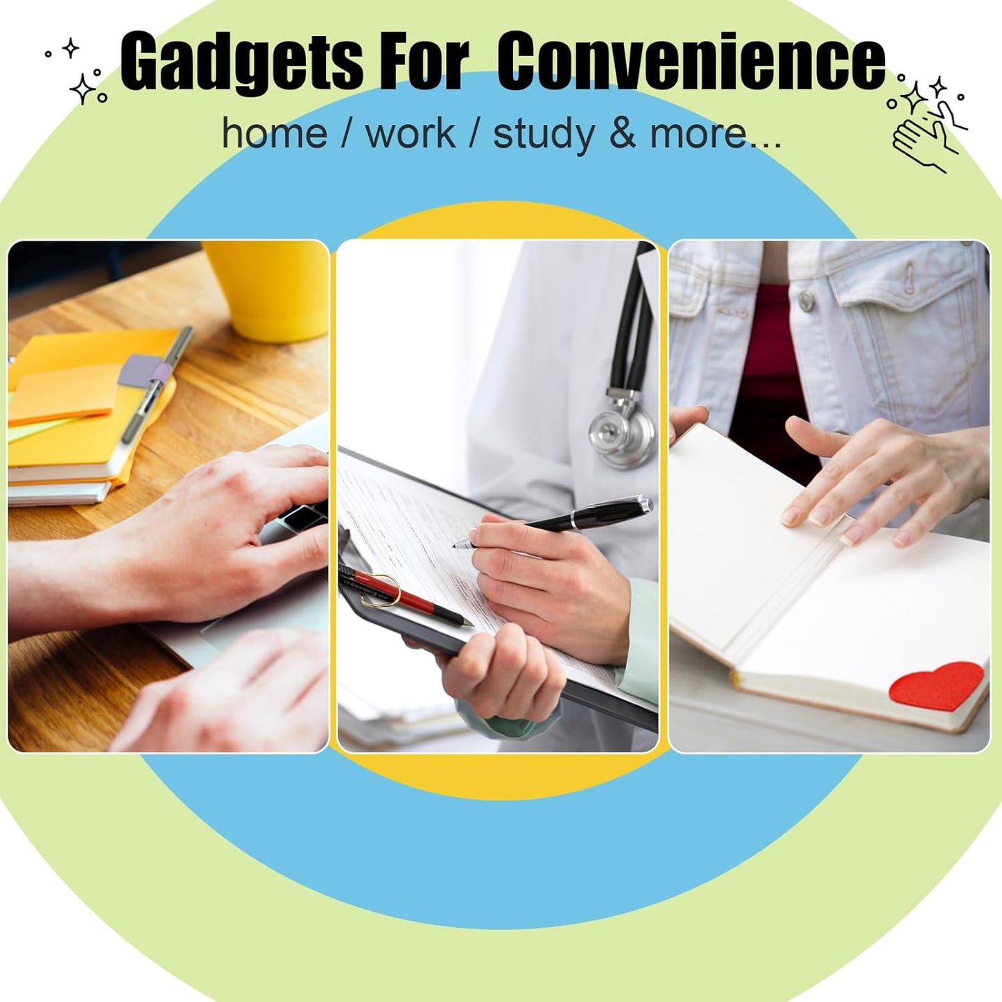 Pen Loop Holder for Notebook 14 Colors Self-Adhesive Stick On Pen Holder with Extra 2 Pens Clips 2 Leather Bookmarks As COMBO for Planner Journal Tablet Clipboards Calendars Bible Campus School Office