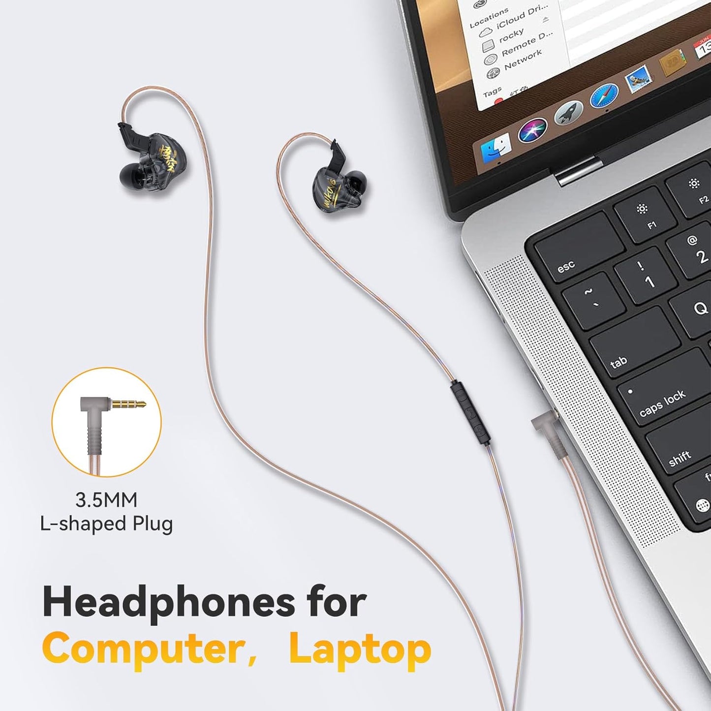 KBEAR K01 Bass IEMS Earphones for Gaming, HIFI Clear Sound in Ear Monitor Headphones Ear buds Wired with 1DD Noise Cancelling for Computer Laptop School, 3 Years Warranty (Without Mic, Blue-Purple)