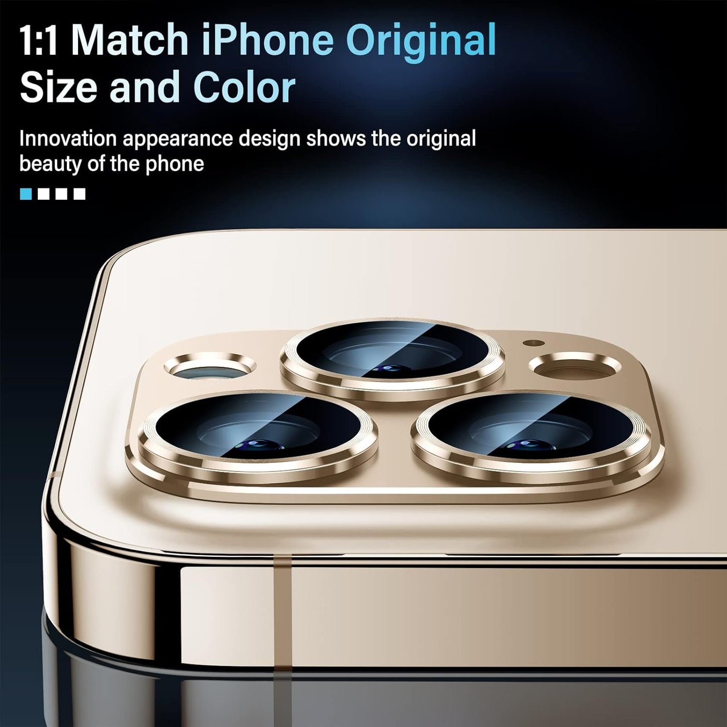 Uyiton for iPhone 12 Pro Max Camera Lens Protector, [Drop Protection][Strong Adsorption] 9H Tempered Glass Camera Cover Screen Metal Ring Case Friendly Scratch Resistant Easy to Install - Gold