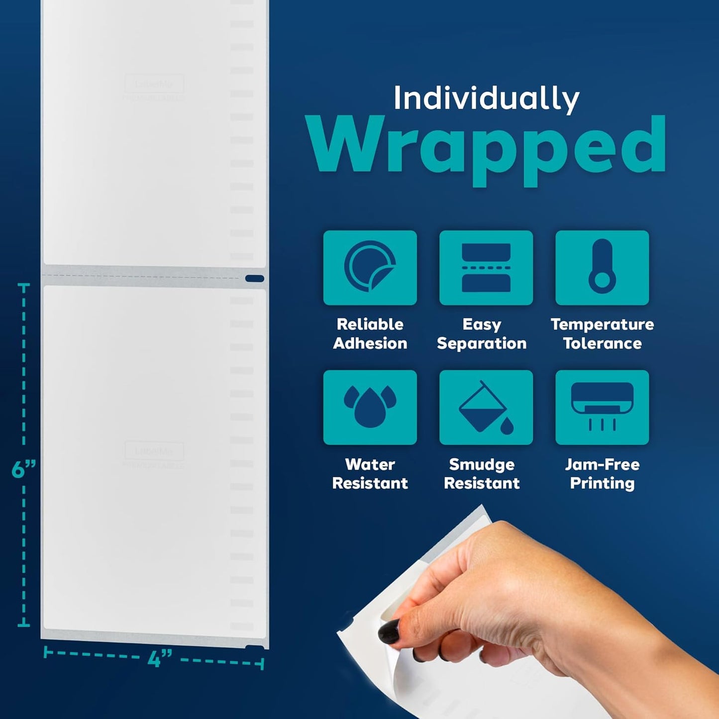 4x6 Thermal Labels Roll - Compatible with Dymo 4XL or Rollo 4x6, Perforated Strong Adhesive, Replaces Dymo 1744907, 250 Per Roll (4 Rolls | 1000 Labels)