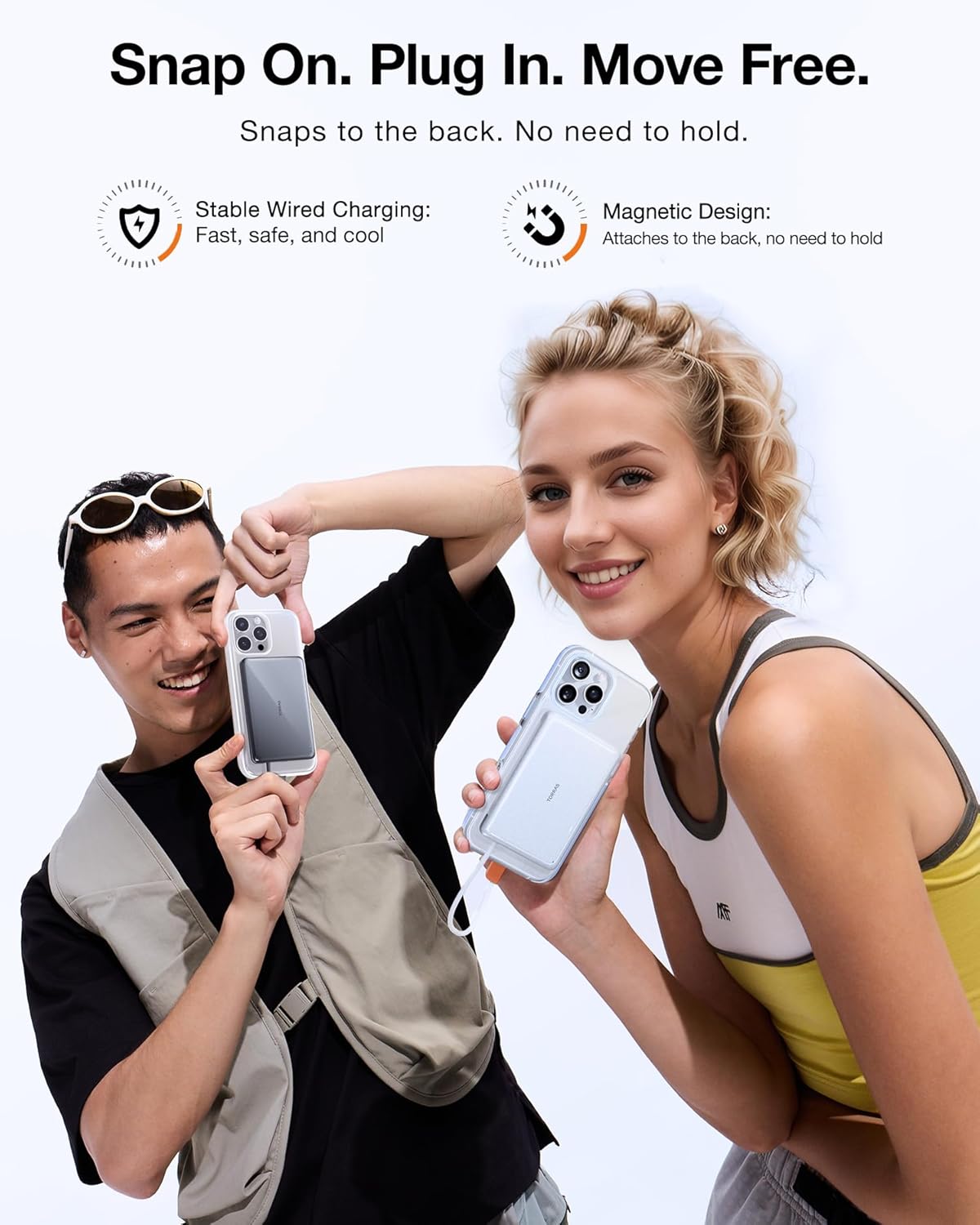 TORRAS Power Bank with Built-in USB-C Cable, Ultra-Slim 10,000mAh Portable Charger USB C, 22.5W Fast Charging Battery Pack for iPhone 16/15/Samsung S24 Ultra/Android, Glacier Grey (No-Wireless)