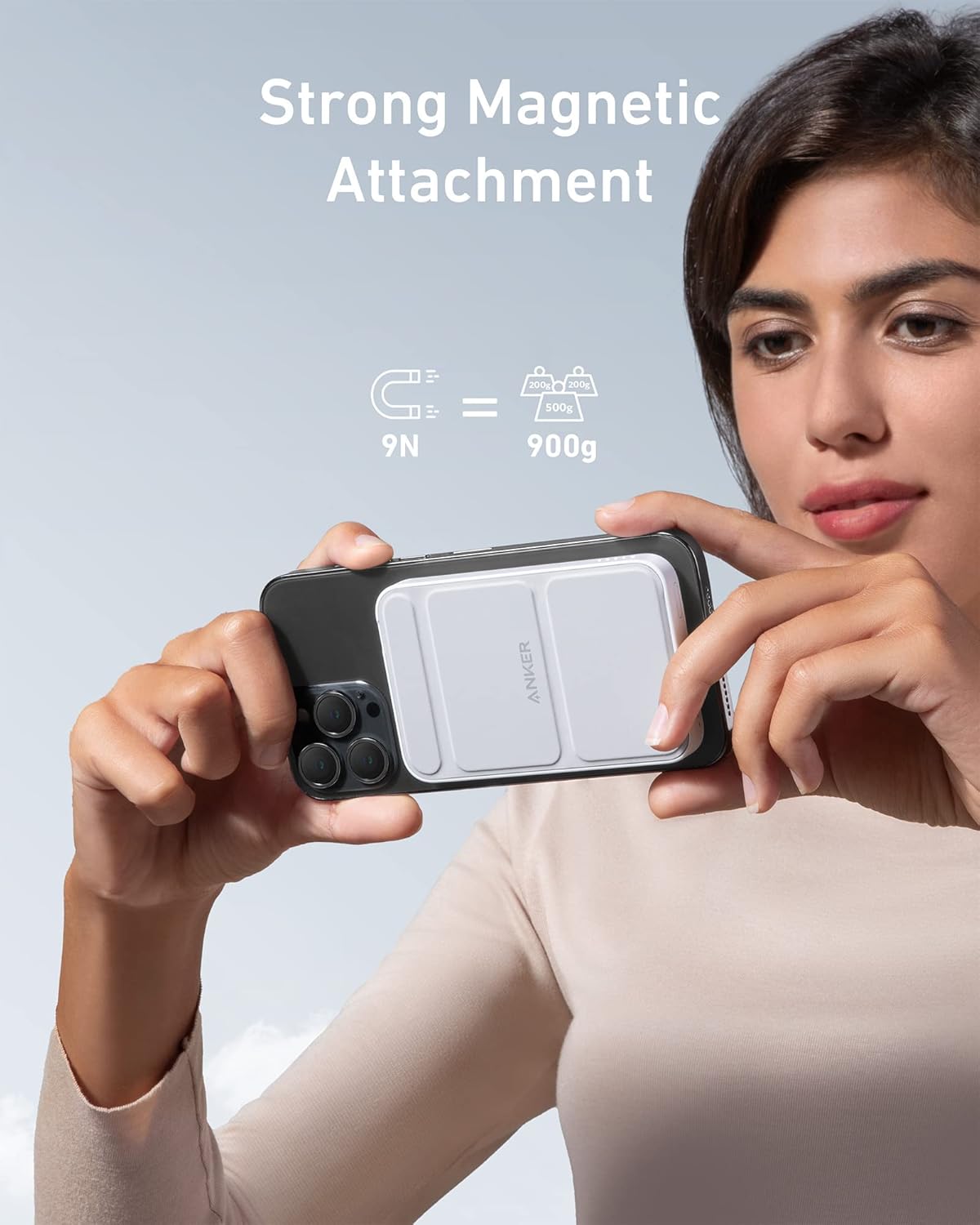 Anker 622 Magnetic Battery (MagGo), 5,000mAh Foldable Magnetic Wireless Portable Charger with Stand and USB-C Port (On The Side), Magsafe-Compatible for iPhone 16/15/14/13 Series