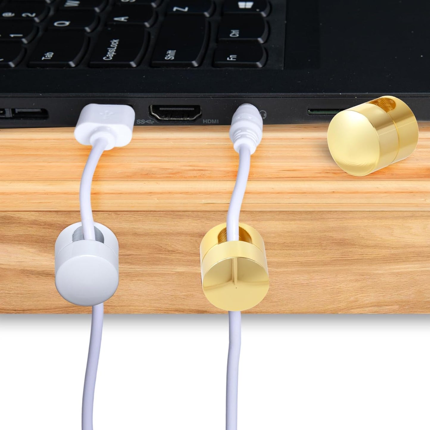 3 Sets Charger Holders for Cords, Adjustable Cable Anchor Holders, Adhesive Metal Cord Clips, Cable Management Wire Organizers for Desk, Office, Nightstand - Gold, White, Silver