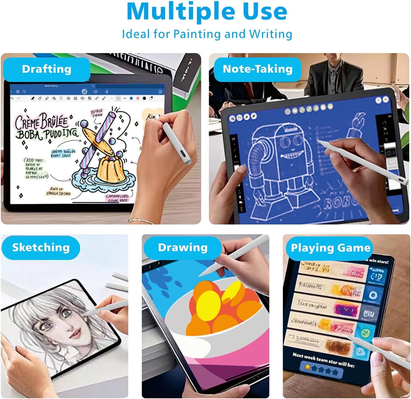 Stylus Pen for iPad11/10/9thGen,with Polishing Cloth,Tilt Sensitivity,Palm Rejection,for Pad Air11/13inch(M3/2), iPad Pro11/13/inch (M4),iPad Mini6/5th,iPad Pro 11/12.9 inch