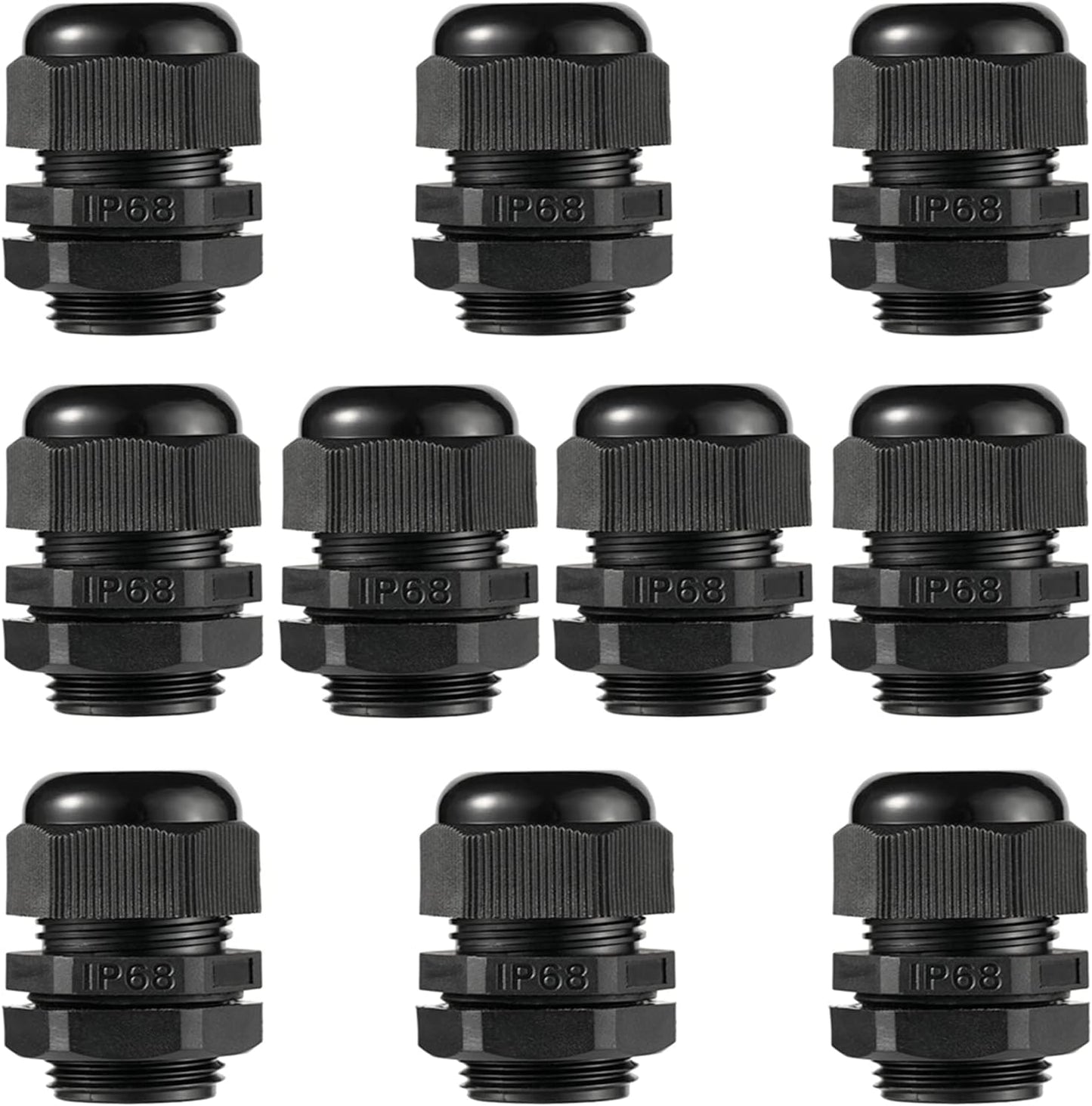 PENGLIN Cable Glands 3/4" NPT Nylon Cable Connector, Strain Relief Cord Connector, IP68 Waterproof Adjustable Locknut(3/4 Inch (10-Pack))