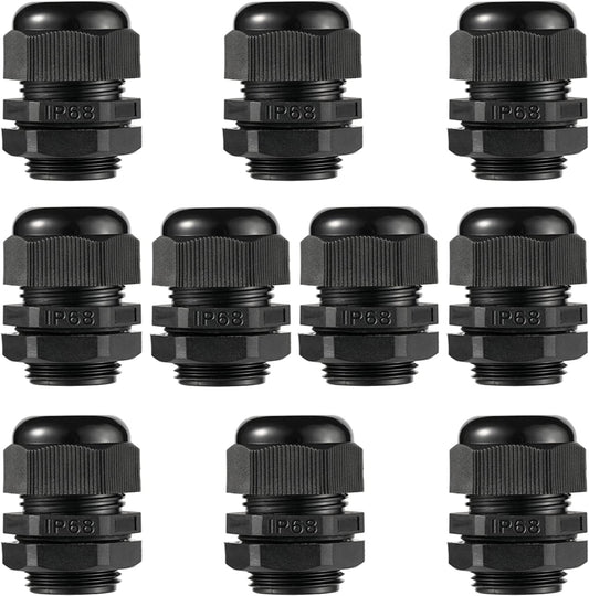 PENGLIN Cable Glands 3/4" NPT Nylon Cable Connector, Strain Relief Cord Connector, IP68 Waterproof Adjustable Locknut(3/4 Inch (10-Pack))