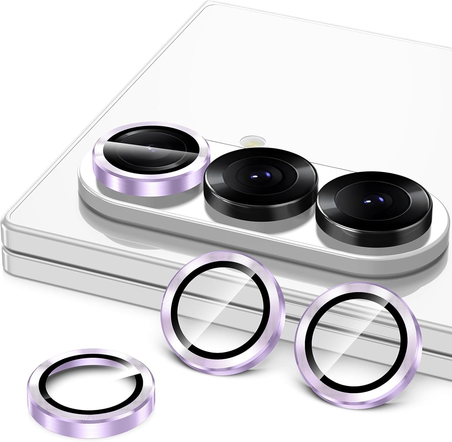 for Samsung Galaxy Z Fold 7 Camera Lens Protector, Individual Metal Ring Tempered Glass Lens Cover, [Strong Adsorption] Scratch Resistant Ultra-Thin HD Clear Lens Cover, 1 Set-Purple