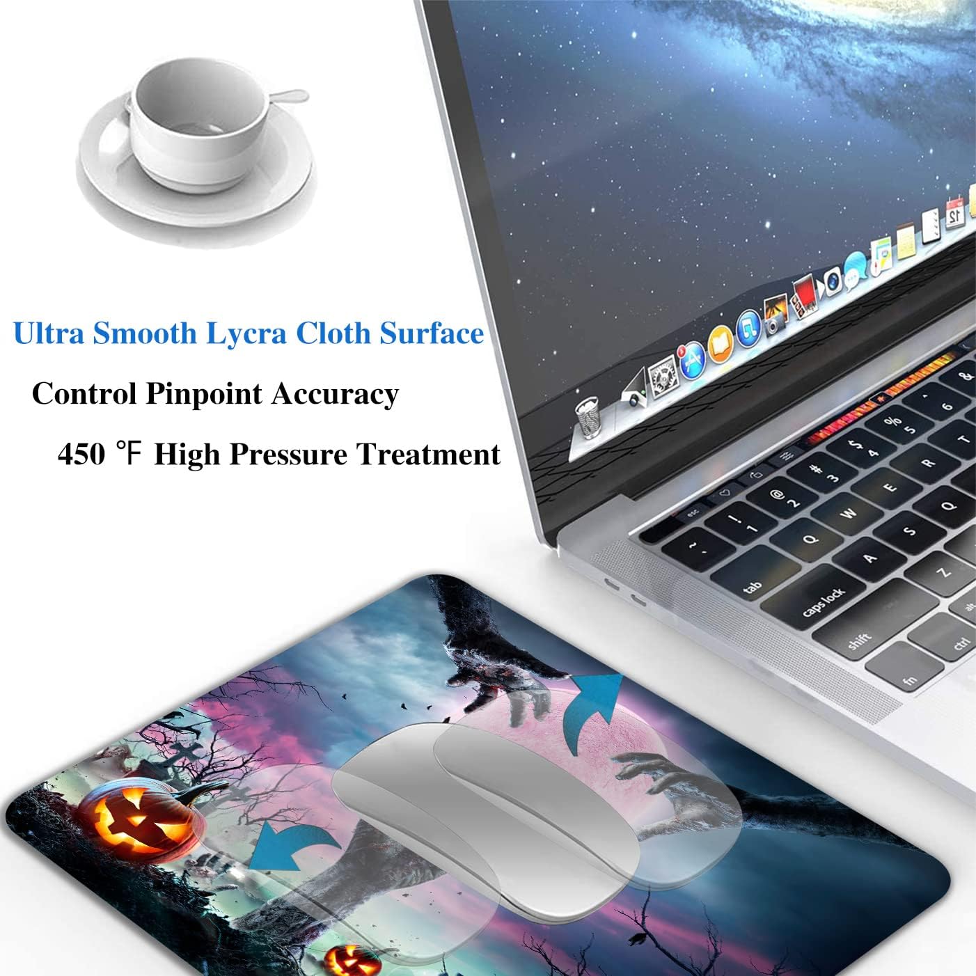 Horror Halloween Mouse Pad, Scary Night Mousepad for Design, Anti-Slip Rubber Base Wireless Mouse Pads for Laptop