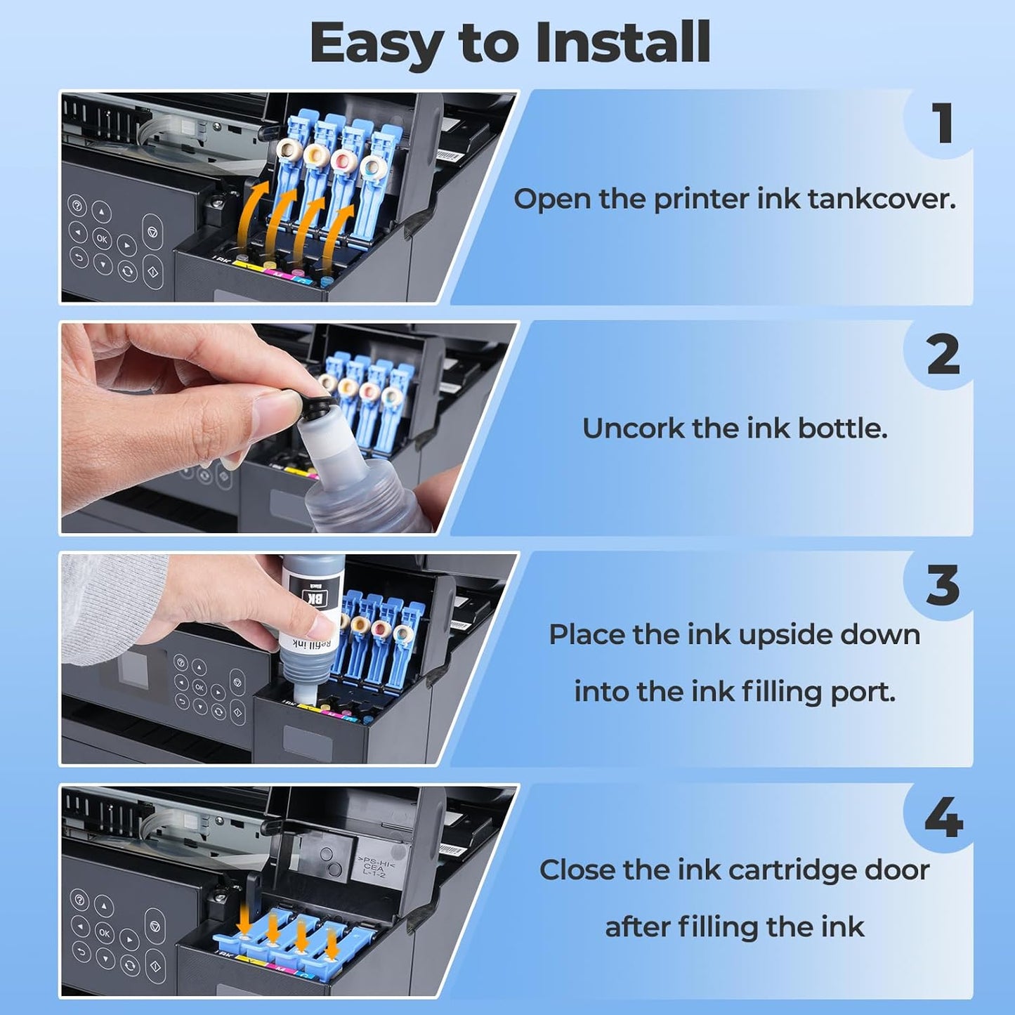 522 Ink Refill Bottles ET-2800 ET-4800 ET-2400 ET-2803 Ink Refill Replacement for 522 Ink Bottles for ET-2840 ET-4700 ET 2800 ET 4800 ET 2400 ET 2803 ET-4810 ET-2720 Printer 10 Pack (Not Subli Ink)