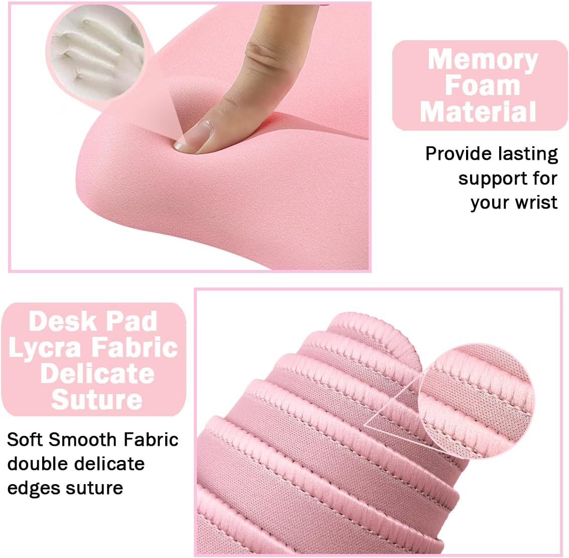 WB WEIRDBEAST Keyboard Wrist Rest Large Mouse Pad Wrist Support for Computer, 4 in 1 Memory Foam Keyboard Pad Desk Mat Ergonomic Hand Rest Wrist Cushion for Home Office Gaming-Pink