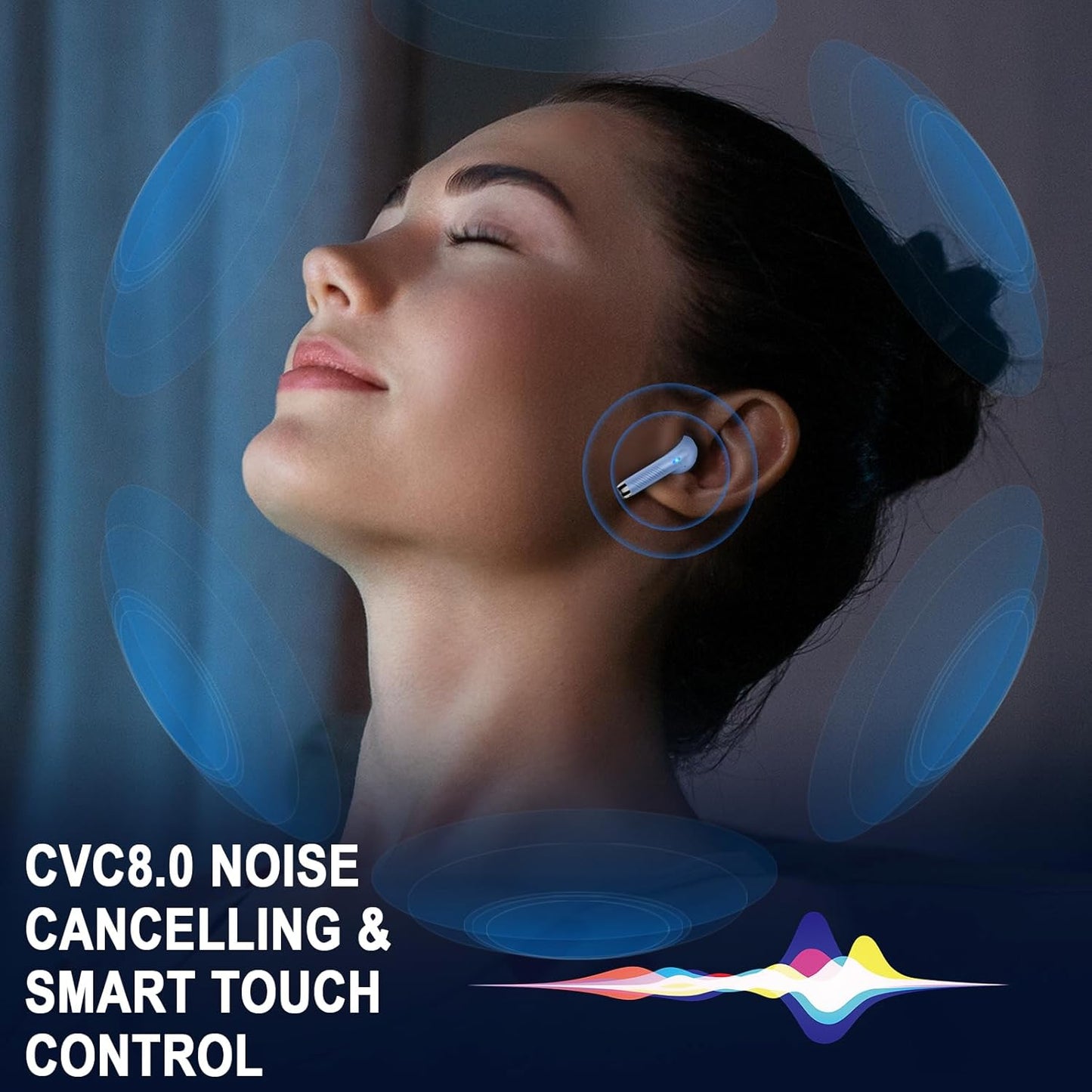 Jxrev Wireless Earbuds Bluetooth 5.4 Headphones Noise Cancelling, Bluetooth Earbuds with Dynamic Drivers Stereo, Earphones Wireless, 40H Playtime and LED Power Display, in Ear Buds for Android iOS