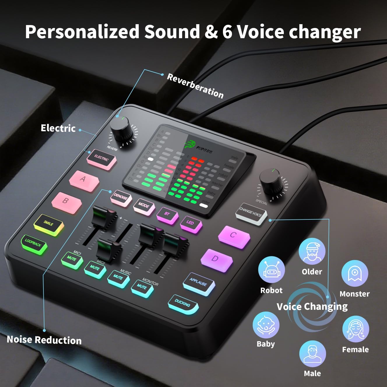 Podcast Equipment Bundle, PUPGSIS Audio Mixer with Dynamic Microphone, Pro-preamp, Bluetooth 5.3, Gaming Equipment Set for Podcast Recording, Live Streaming, Video Vocals, Phone, DJ