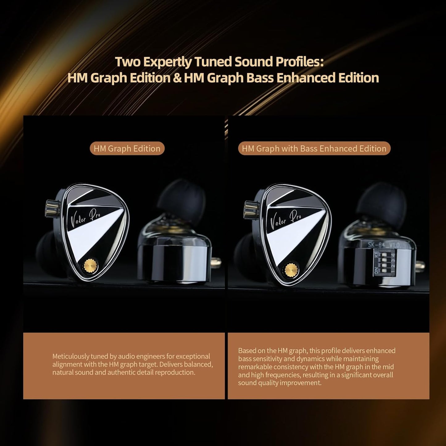 KZ Vader Pro in-Ear Monitors Gaming Earbuds, Triple Dynamic Driver IEM with 4 Tuning Switches, Clarity in All Frequency Stereo Sound Comfortable Noise Isolating Earphones for Stage and Studio (NMic)