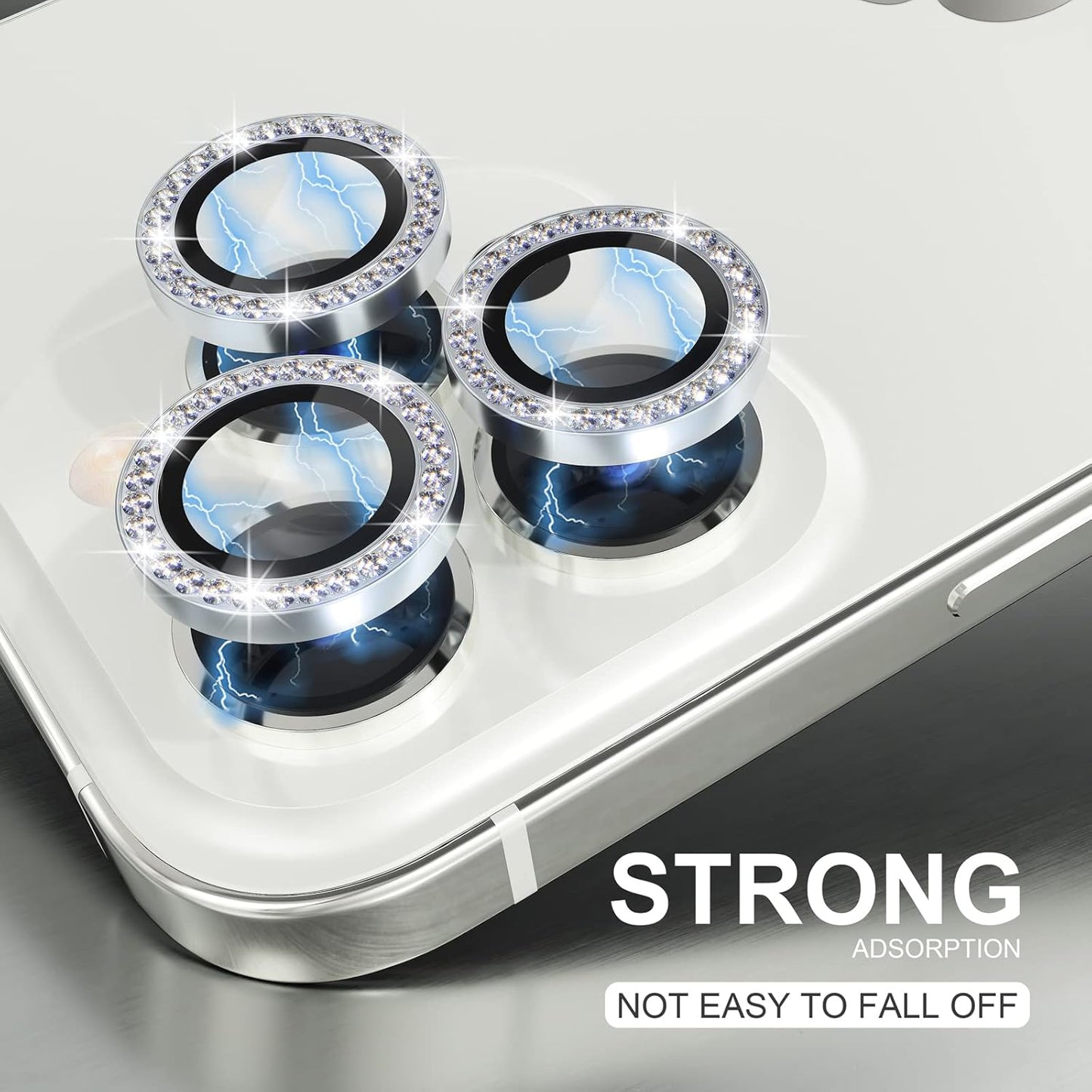 Choiche [3+1 for iPhone 14 Pro/iPhone 14 Pro Max Camera Lens Protector Bling, 9H Tempered Glass Camera Cover Screen Protector Metal Ring Decoration Accessories (Diamond-Silver)