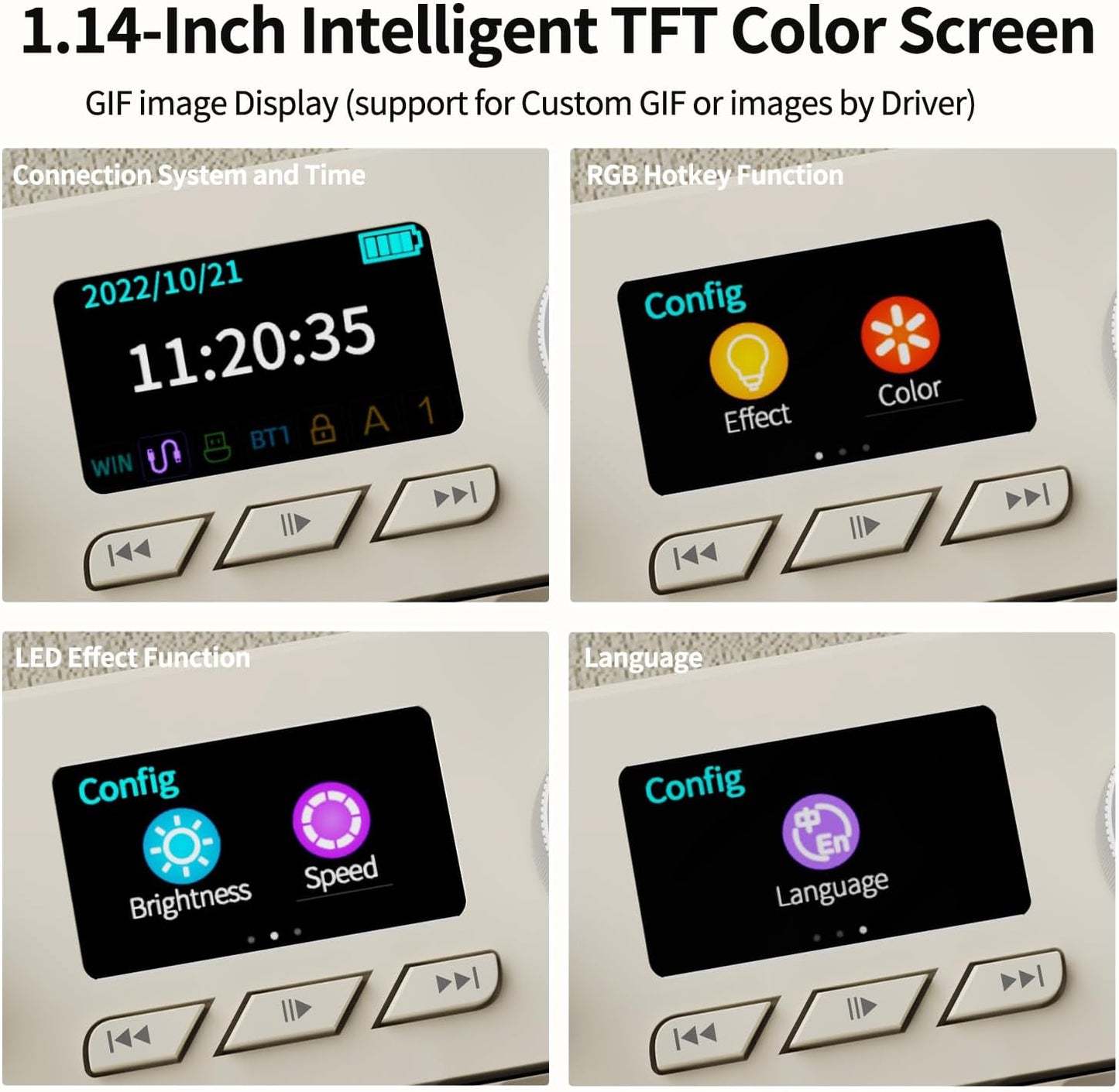 DAIDAI×AJAZZ AK35I V3 Full Size Hot Swap Mechanical Gaming Keyboard with Screen & Knob 2.4G/BT/USB-C Gasket Keyboard FR4 Plate 8000mAh Battery South Facing LED RGB (Avocado Axis)