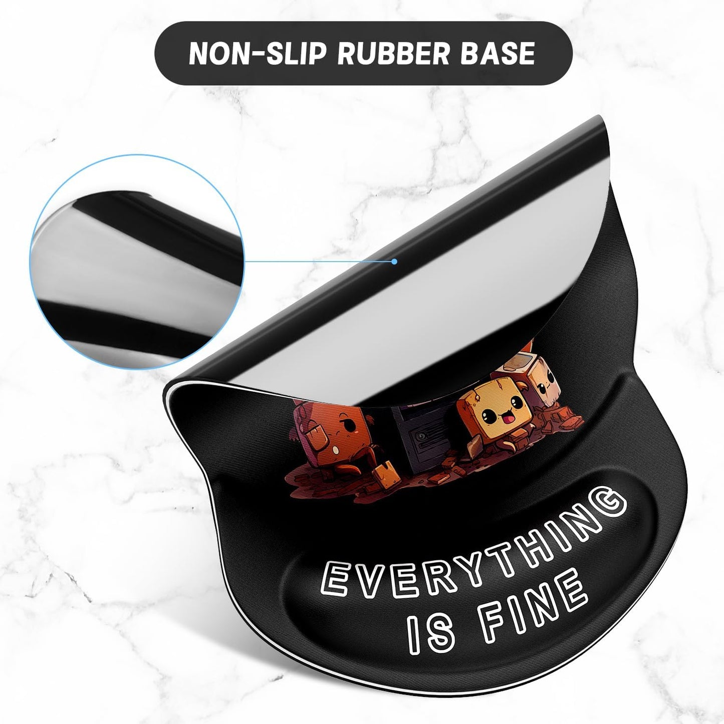 ITNRSIIET Ergonomic Mouse Pad with Gel Wrist Support Small Wrist Rest Smooth Surface Non-Slip PU Base Comfortable Office Supplies Pain Relief, 8.7 x 7.2 inches, Funny Burning Box