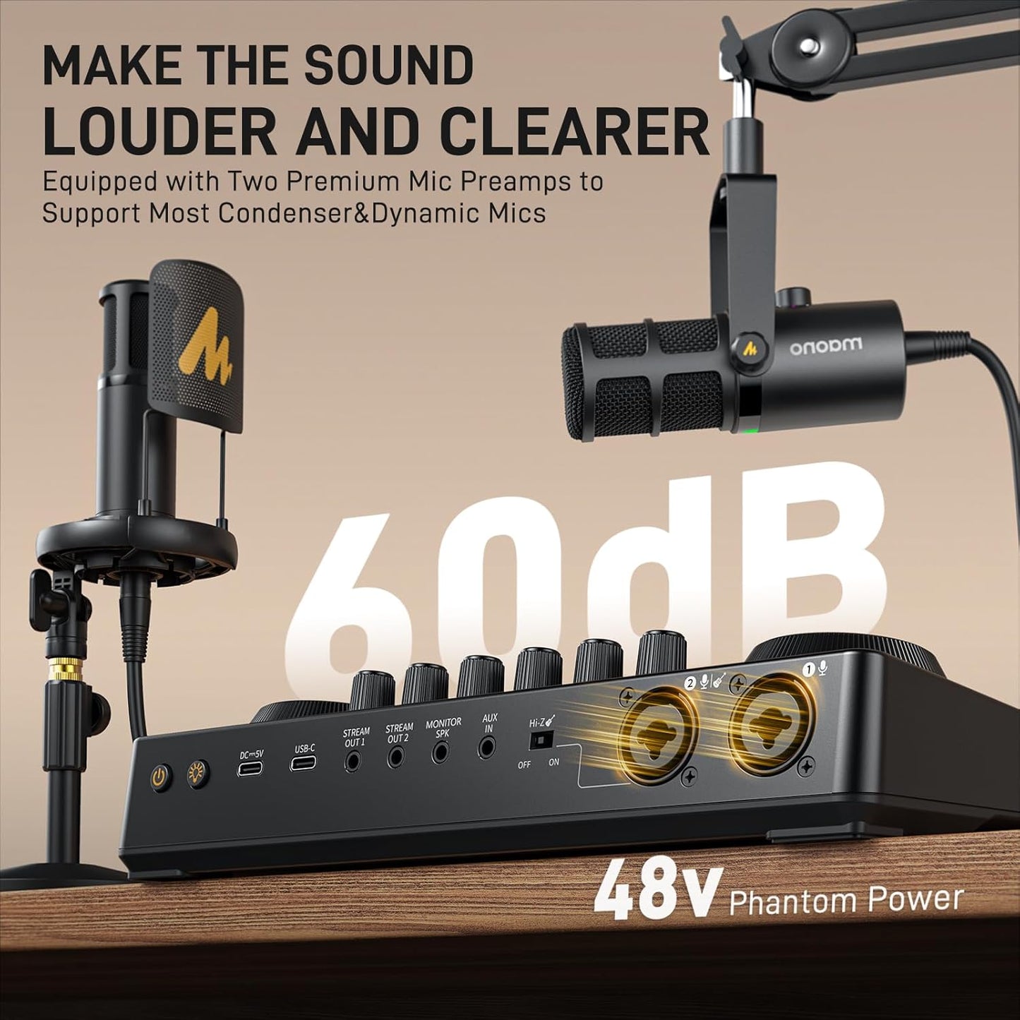 MAONO Podcast Equipment Bundle: Audio Interface mixer with Dual XLR Input for Podcast Streaming - MaonoCaster E2 Gen2