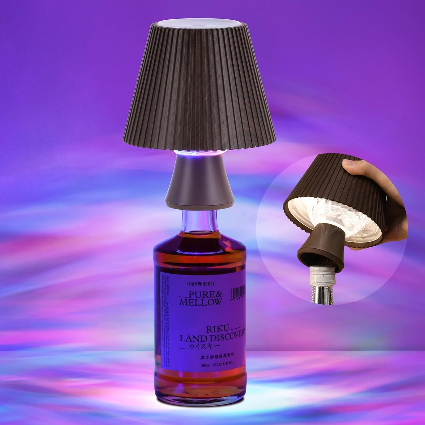 WILIT Wine Bottle Lights for Liquor Bottles, RGB Water Ripple Night Light Projector for Bedroom, Unique Home Decor Living Room, Birthday Gifts for Women, Wireless Bottle Lamp, Bar Accessories